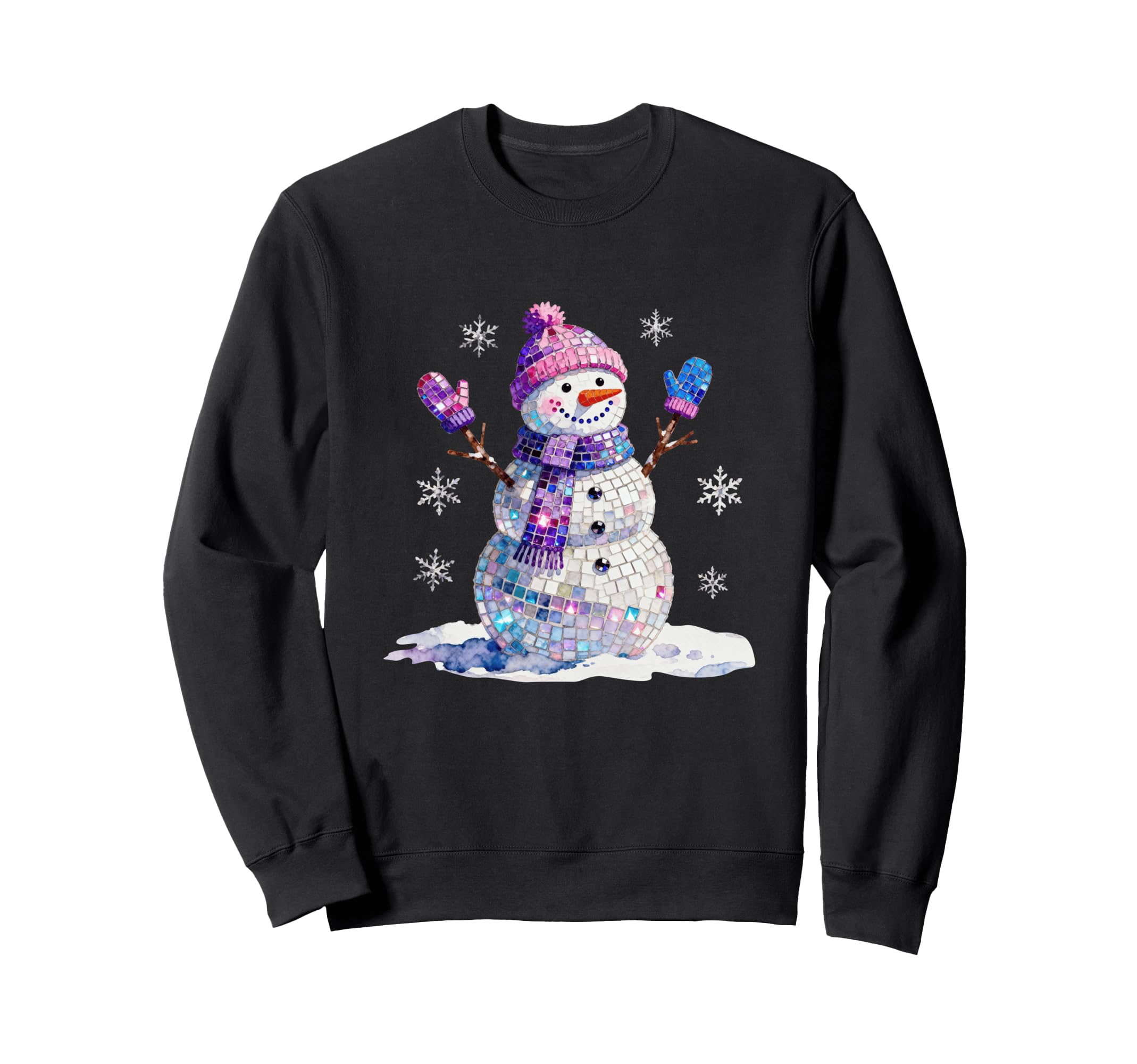 Girly Snowman Disco Ball Cozy Sweatshirt - Trendy Graphic for Adults - T-Shirt, Sweatshirt, Hoodie
