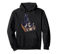 Black Cat Sitting Vinyl Record Hoodie - Fun Novelty Design Men Women - T-Shirt, Sweatshirt, Hoodie