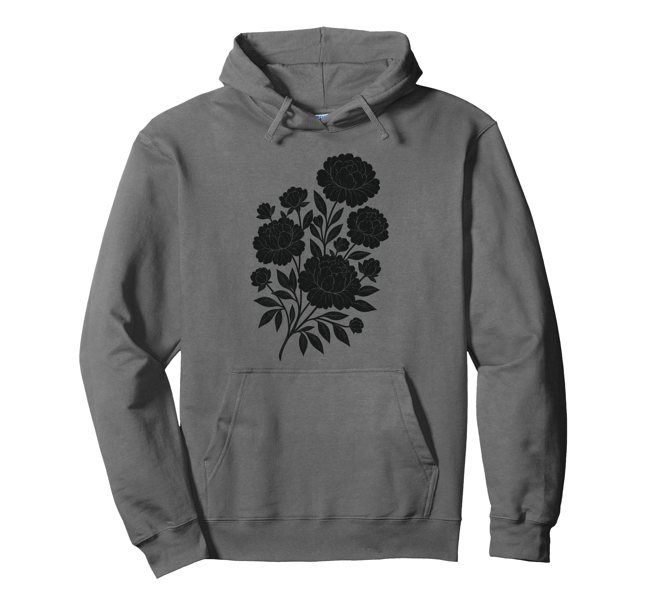 Linocut Flower Block Peonies Boho Hoodie - Trendy Graphic Unisex - T-Shirt, Sweatshirt, Hoodie