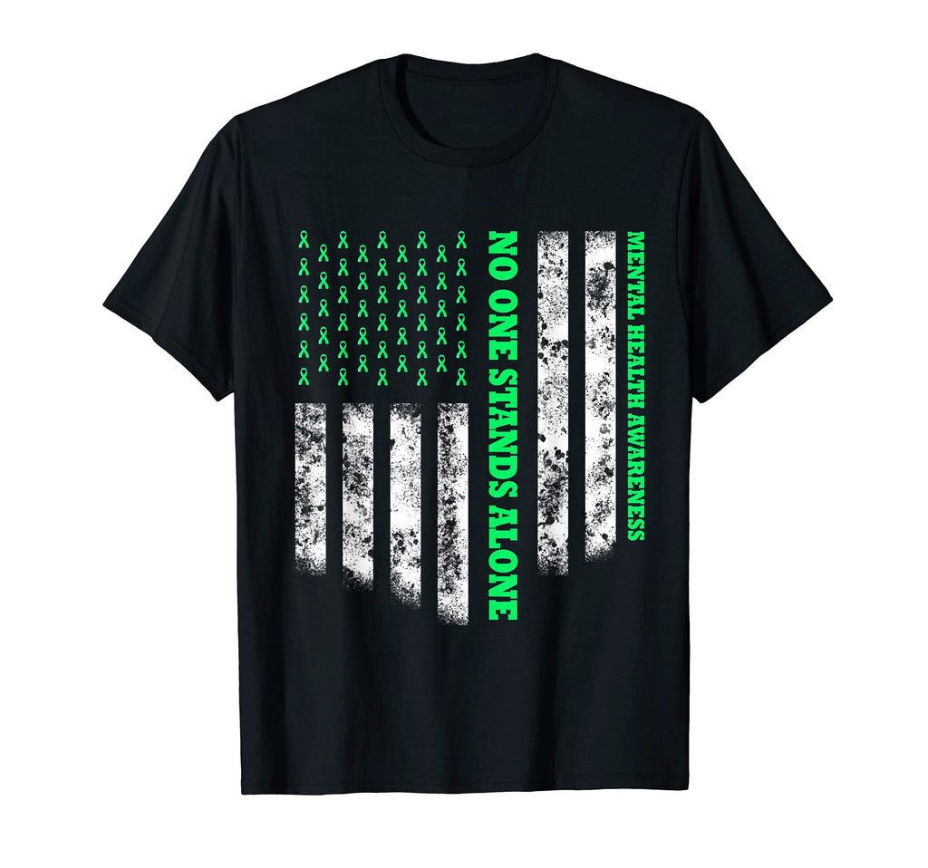 No One Stands Alone Usa Flag Mental T-Shirt - Aesthetic Graphic for Adults - T-Shirt, Sweatshirt, Hoodie