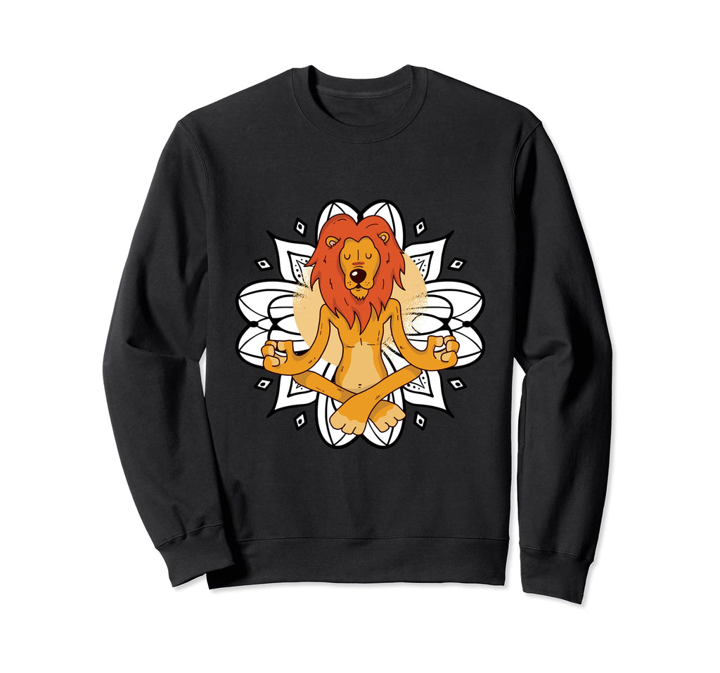 Meditating Lion Yoga Mindfulness Sweatshirt - Streetwear Style Men Women - T-Shirt, Sweatshirt, Hoodie