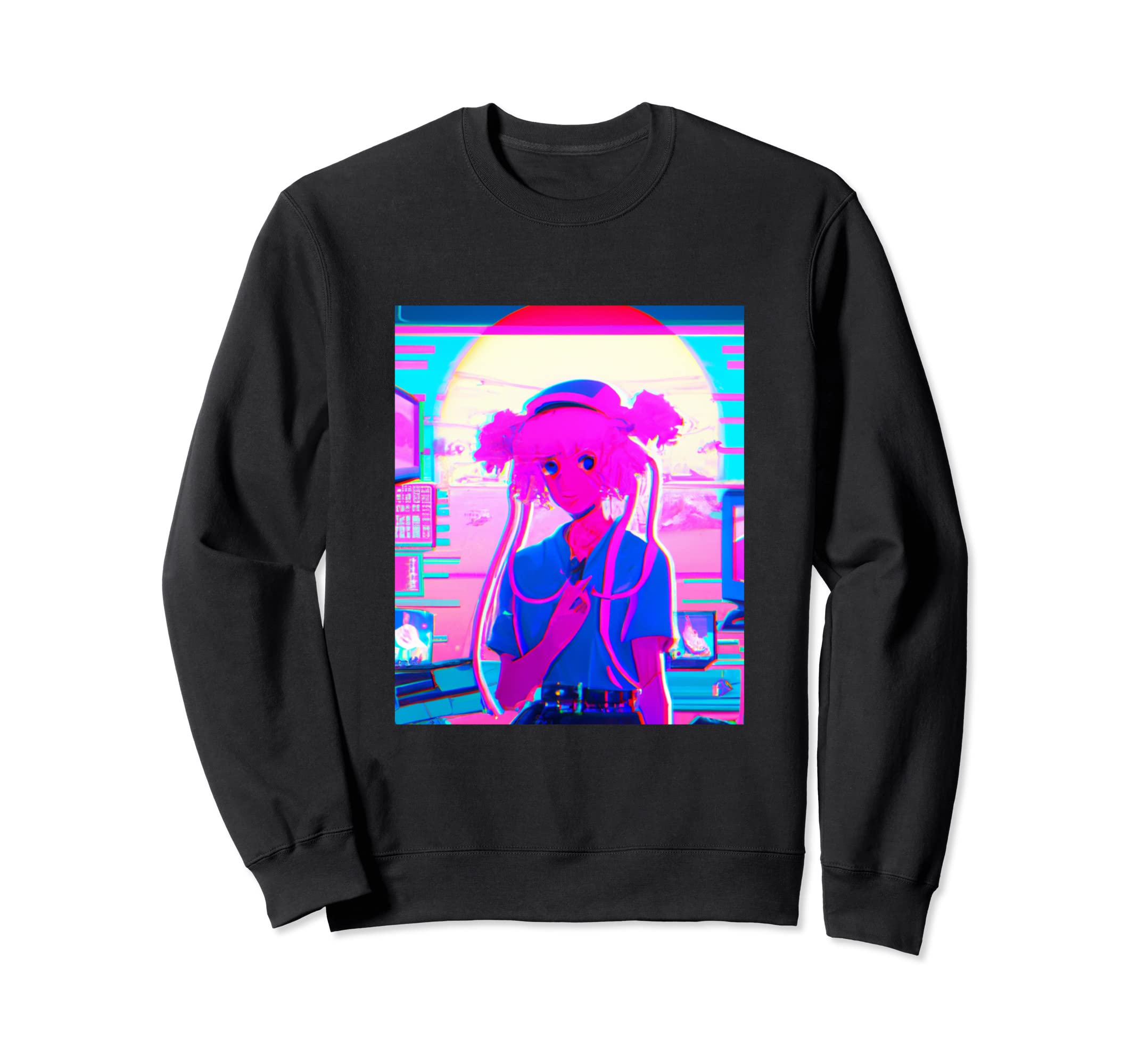 Pastel Aesthetic Anime Synthwave Sweatshirt - Minimalist Print for Adults - T-Shirt, Sweatshirt, Hoodie