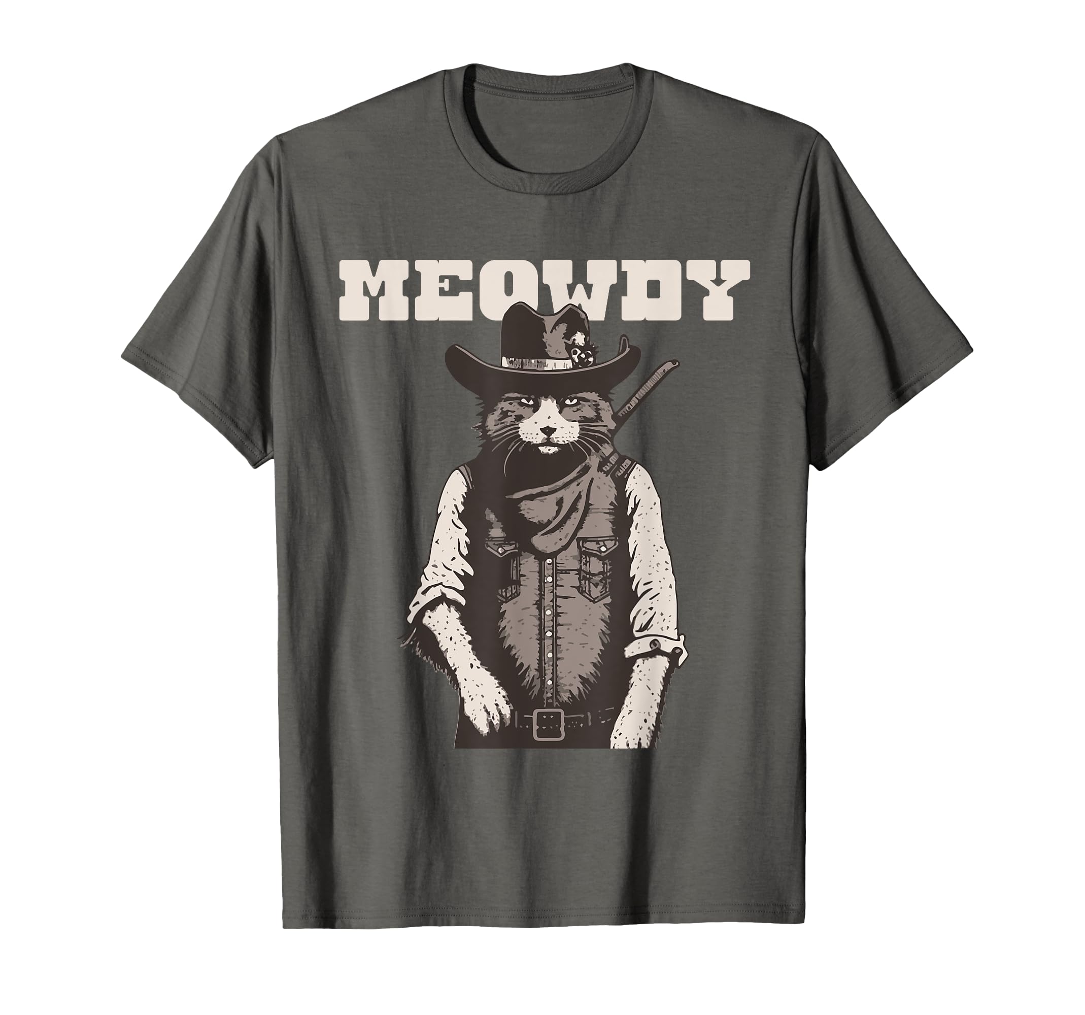 Meowdy Outlaw Funny Country Music Cat T-Shirt - Novelty Apparel for Adults - T-Shirt, Sweatshirt, Hoodie