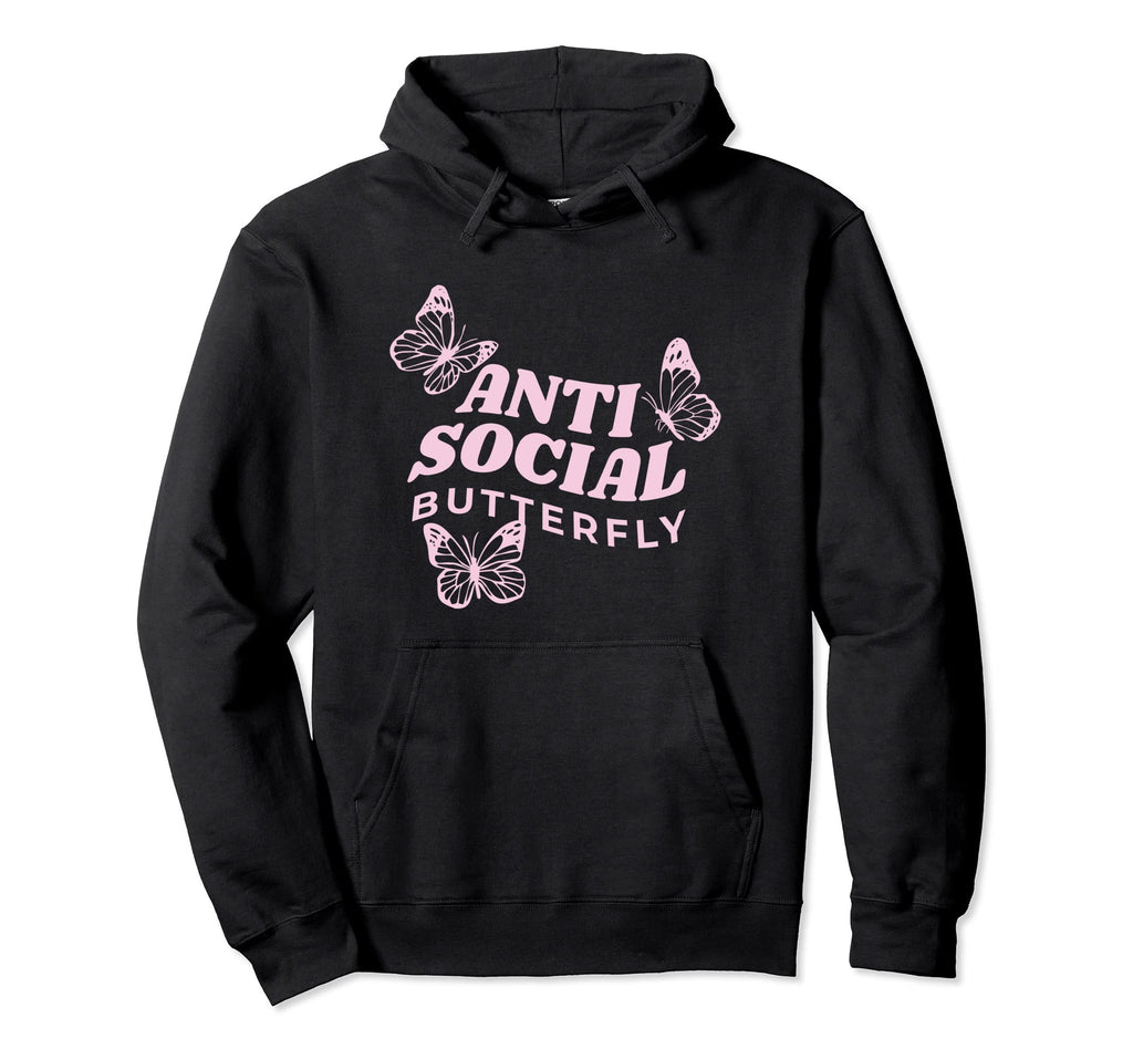 Antisocial Butterfly Anti Social Hoodie - Custom Art Print for Adults - T-Shirt, Sweatshirt, Hoodie