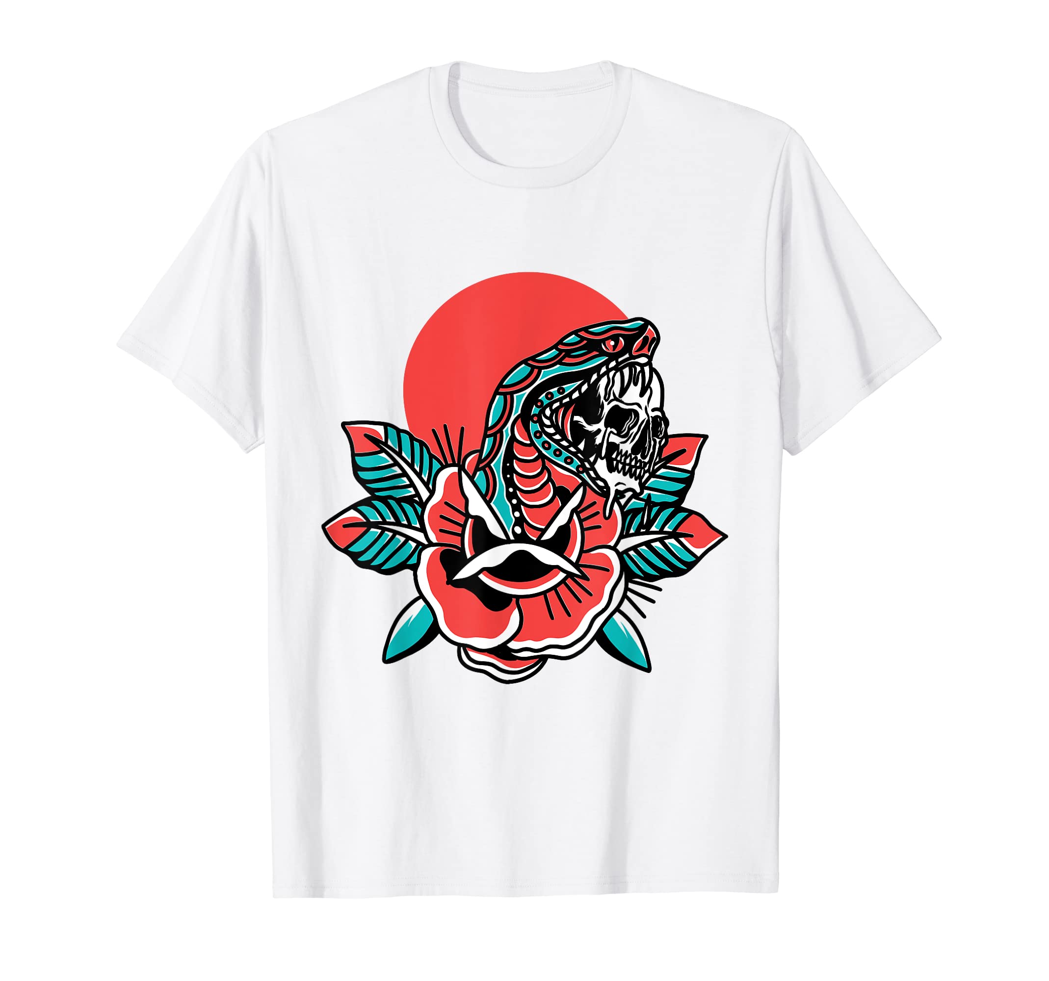 Traditional Snake Flower Tattoo Flash T-Shirt - Novelty Apparel Men Women - T-Shirt, Sweatshirt, Hoodie