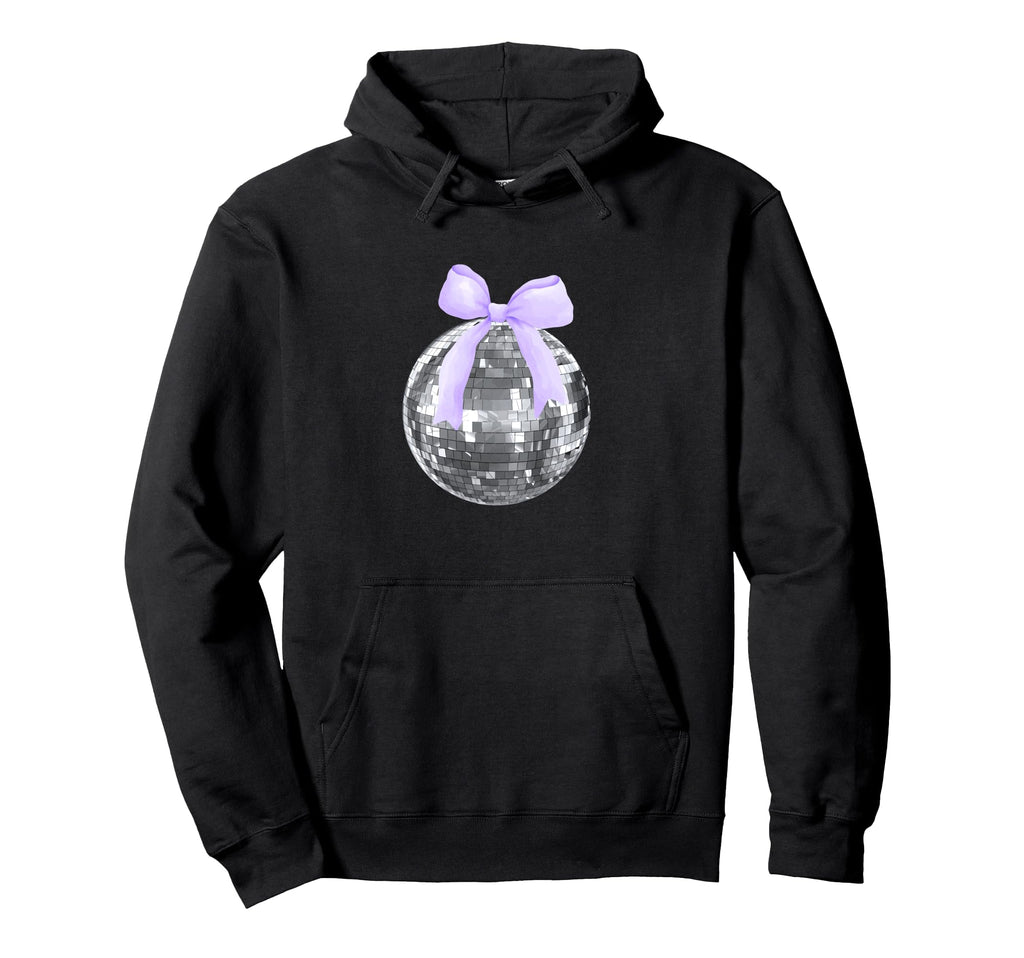 Disco Ball Purple Lilac Bow Coquette Hoodie - Novelty Apparel for Adults - T-Shirt, Sweatshirt, Hoodie
