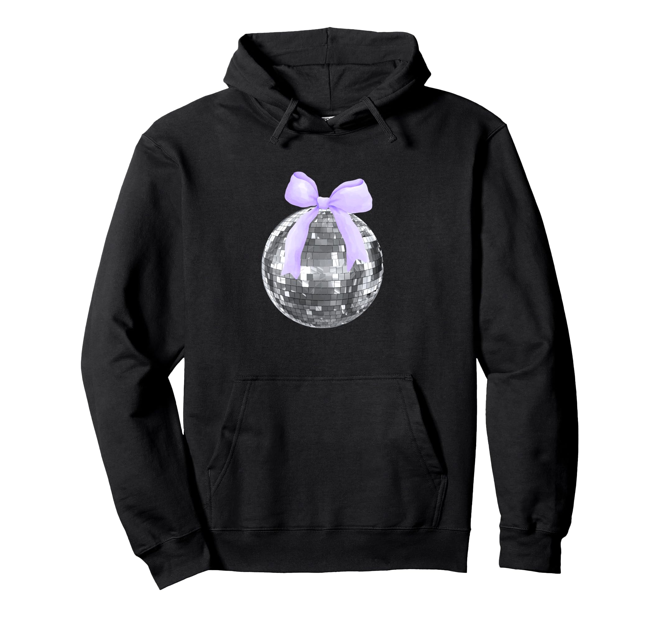 Disco Ball Purple Lilac Bow Coquette Hoodie - Novelty Apparel for Adults - T-Shirt, Sweatshirt, Hoodie