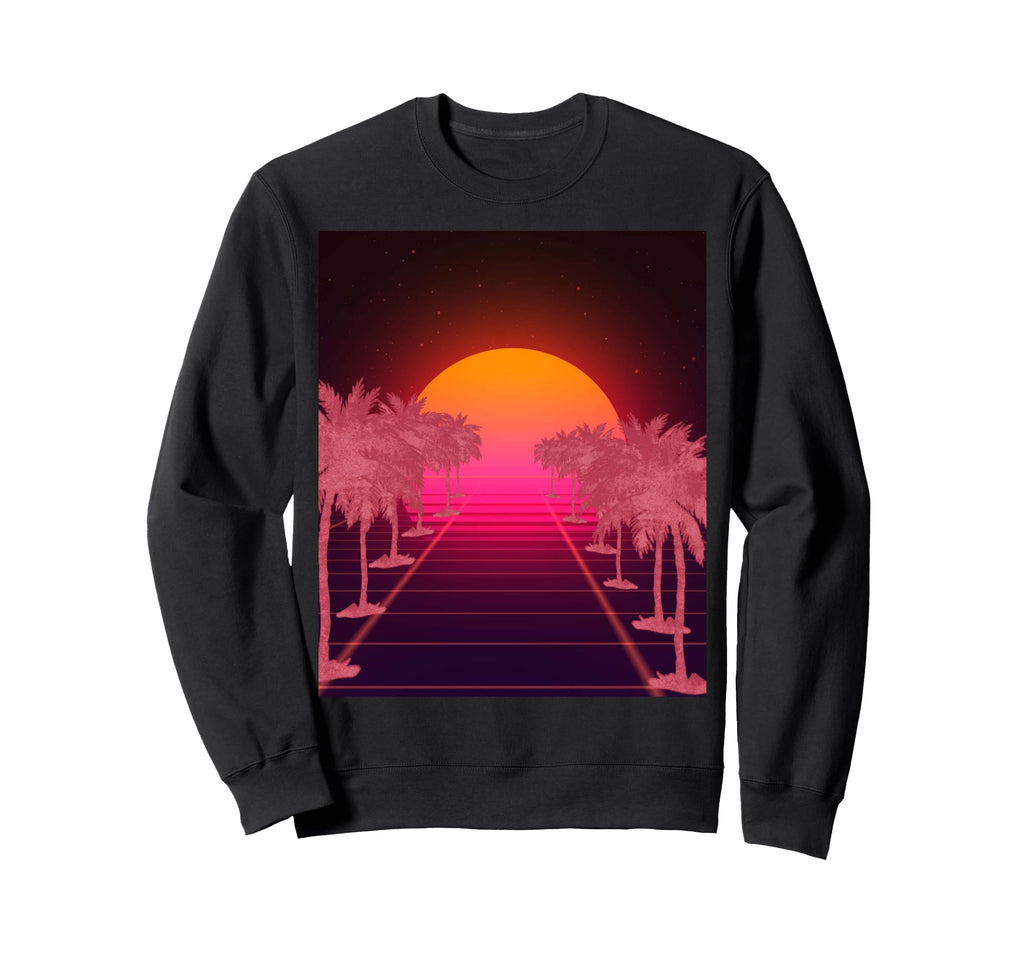 80S Vaporwave Palm Trees Sunset Sweatshirt - Streetwear Style Men Women - T-Shirt, Sweatshirt, Hoodie