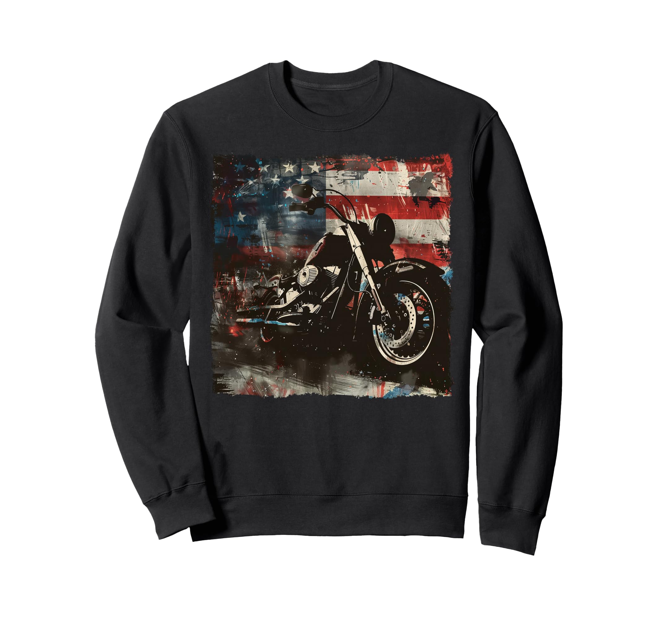 Motorcycle Usa Flag Biker American Sweatshirt - Novelty Apparel Men Women - T-Shirt, Sweatshirt, Hoodie