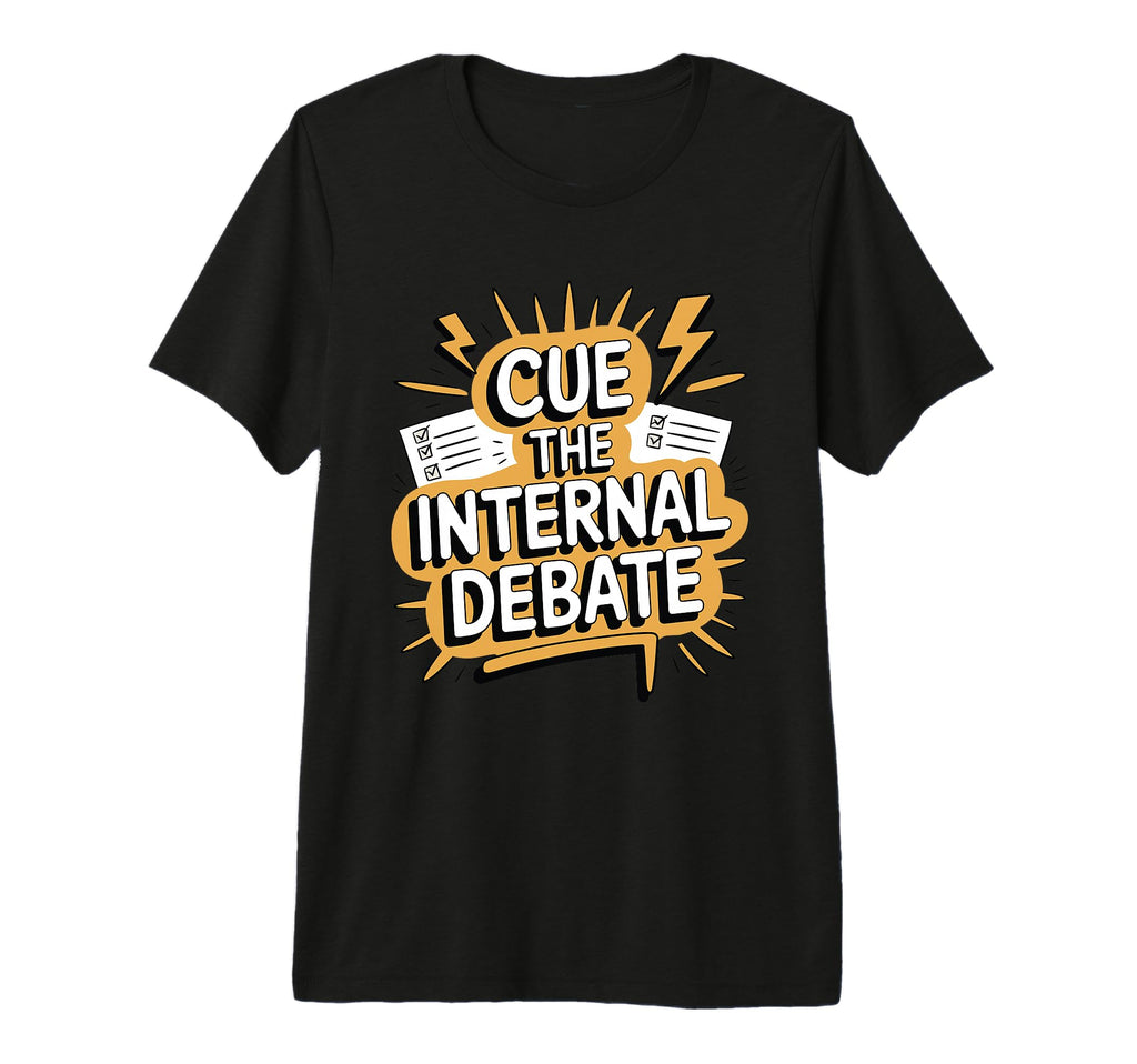 Cue Internal Debate Funny Overthinker T-Shirt - Custom Art Print Men Women - T-Shirt, Sweatshirt, Hoodie