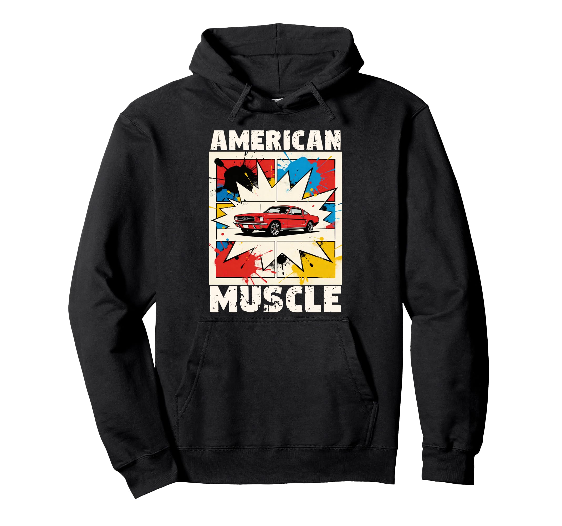 American Muscle Car Lovers Comic Auto Hoodie - Casual Everyday Wear Unisex - T-Shirt, Sweatshirt, Hoodie