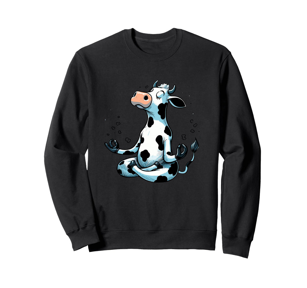 Meditation Cow Yoga Pose Sweatshirt - Fun Novelty Design Men Women - T-Shirt, Sweatshirt, Hoodie