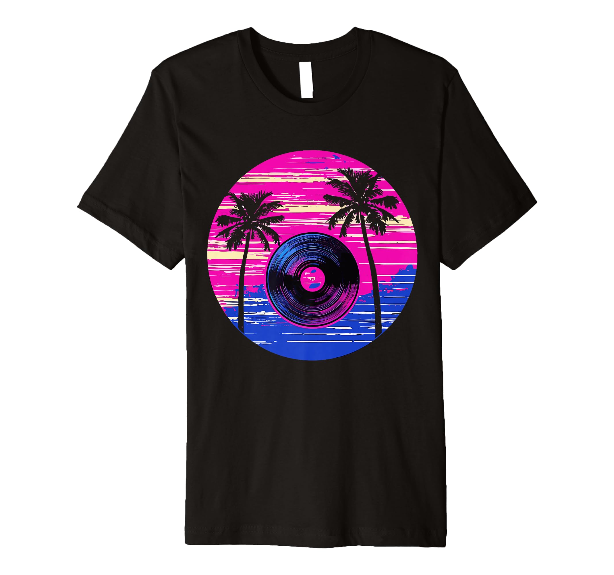 Palm Tree Vinyl Record Vaporwave Music T-Shirt - Streetwear Style Unisex - T-Shirt, Sweatshirt, Hoodie