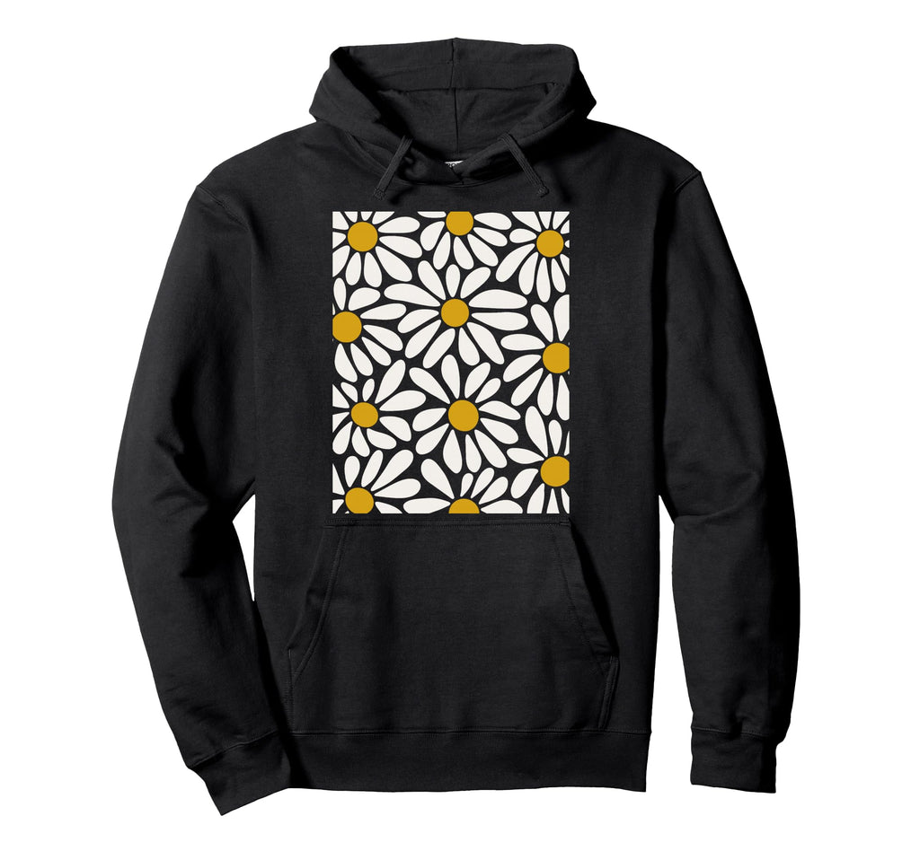 Boho White Daisy Floral Summer Art Hoodie - Aesthetic Graphic for Adults - T-Shirt, Sweatshirt, Hoodie