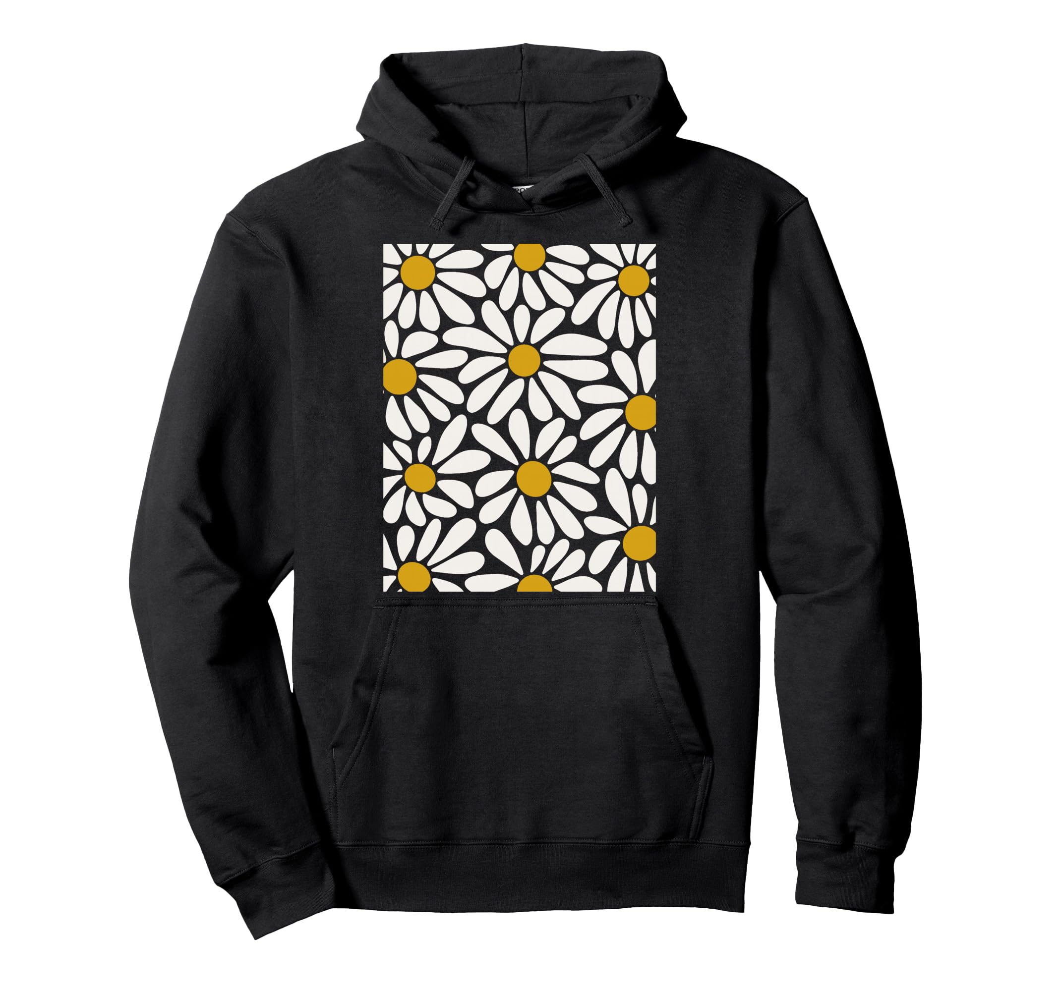 Boho White Daisy Floral Summer Art Hoodie - Graphic Print Unisex - T-Shirt, Sweatshirt, Hoodie
