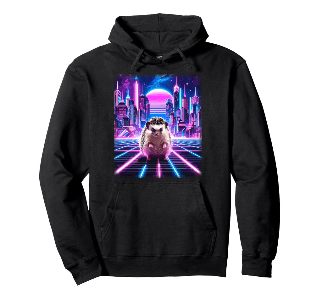 Synthwave Aesthetic Hedgehog Lover Stuff Hoodie - Trendy Graphic Men Women - T-Shirt, Sweatshirt, Hoodie