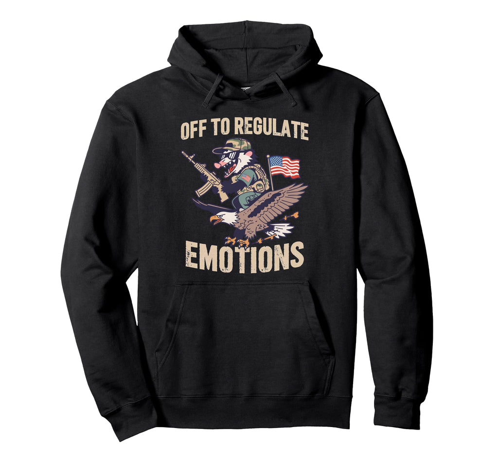 Off To Regulate Emotions Opossum Self Hoodie - Minimalist Print for Adults - T-Shirt, Sweatshirt, Hoodie