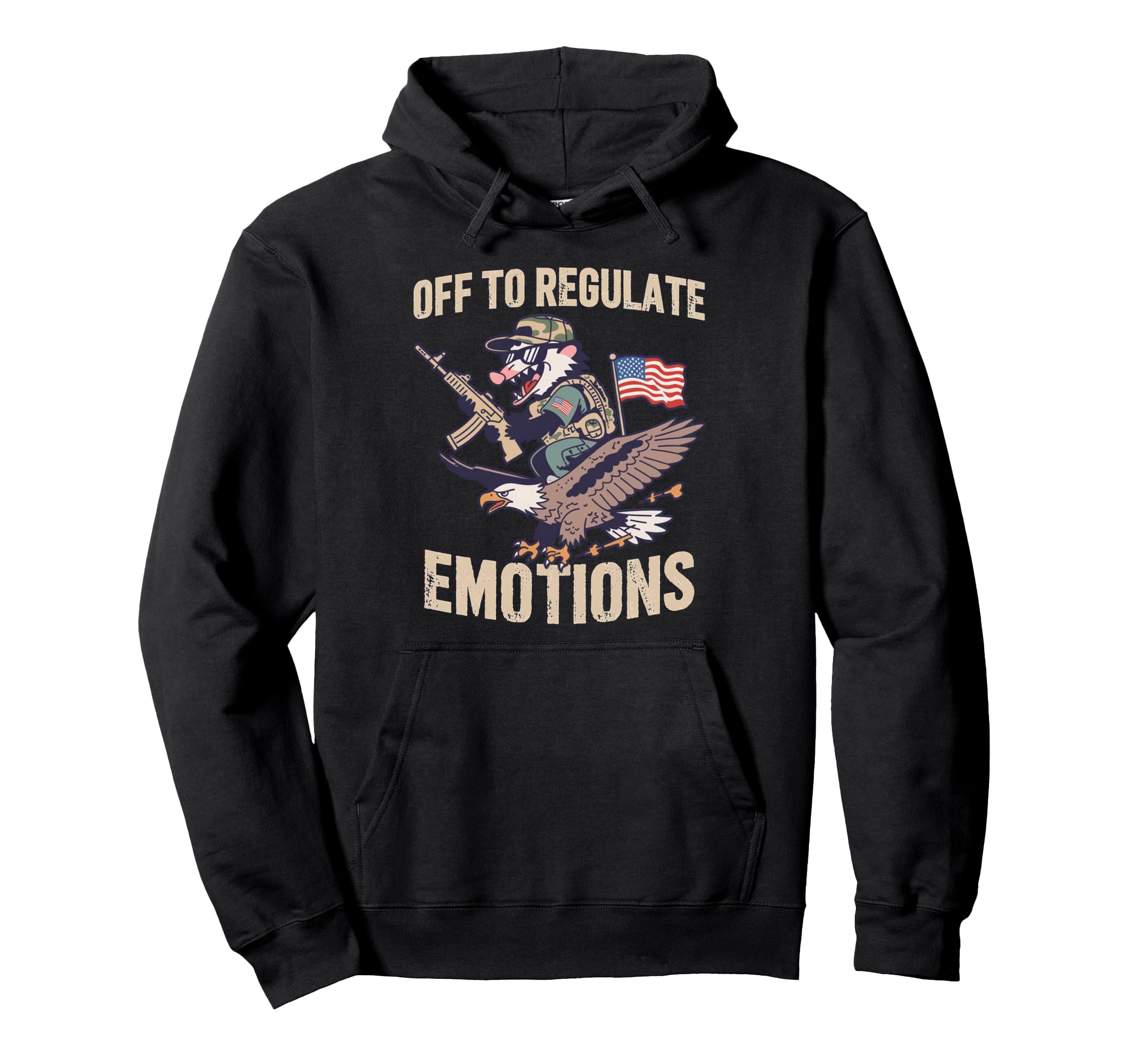 Off To Regulate Emotions Opossum Self Hoodie - Minimalist Print for Adults - T-Shirt, Sweatshirt, Hoodie