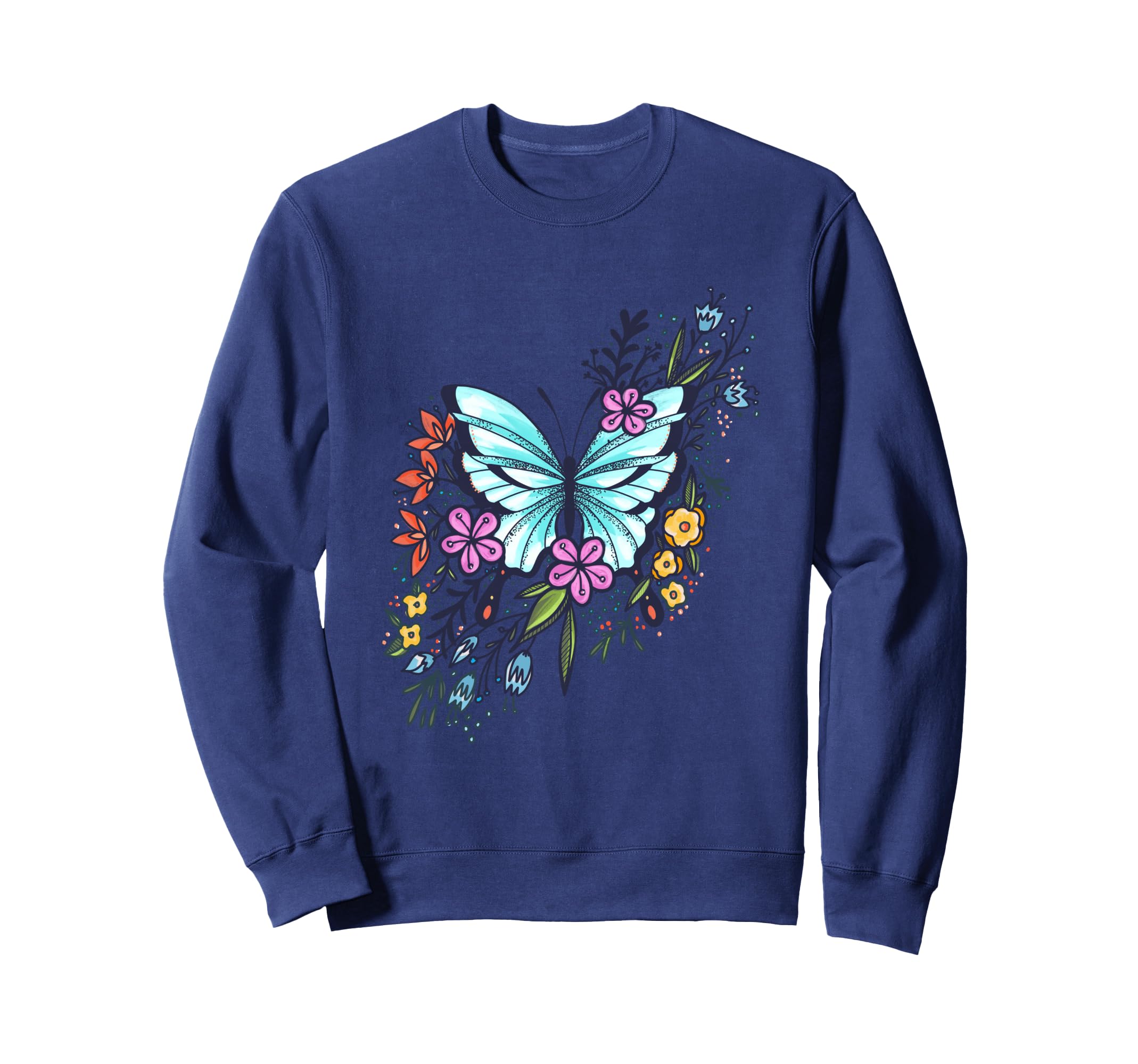 Womens Butterfly Flowers Gift Sweatshirt - Novelty Apparel for Adults - T-Shirt, Sweatshirt, Hoodie
