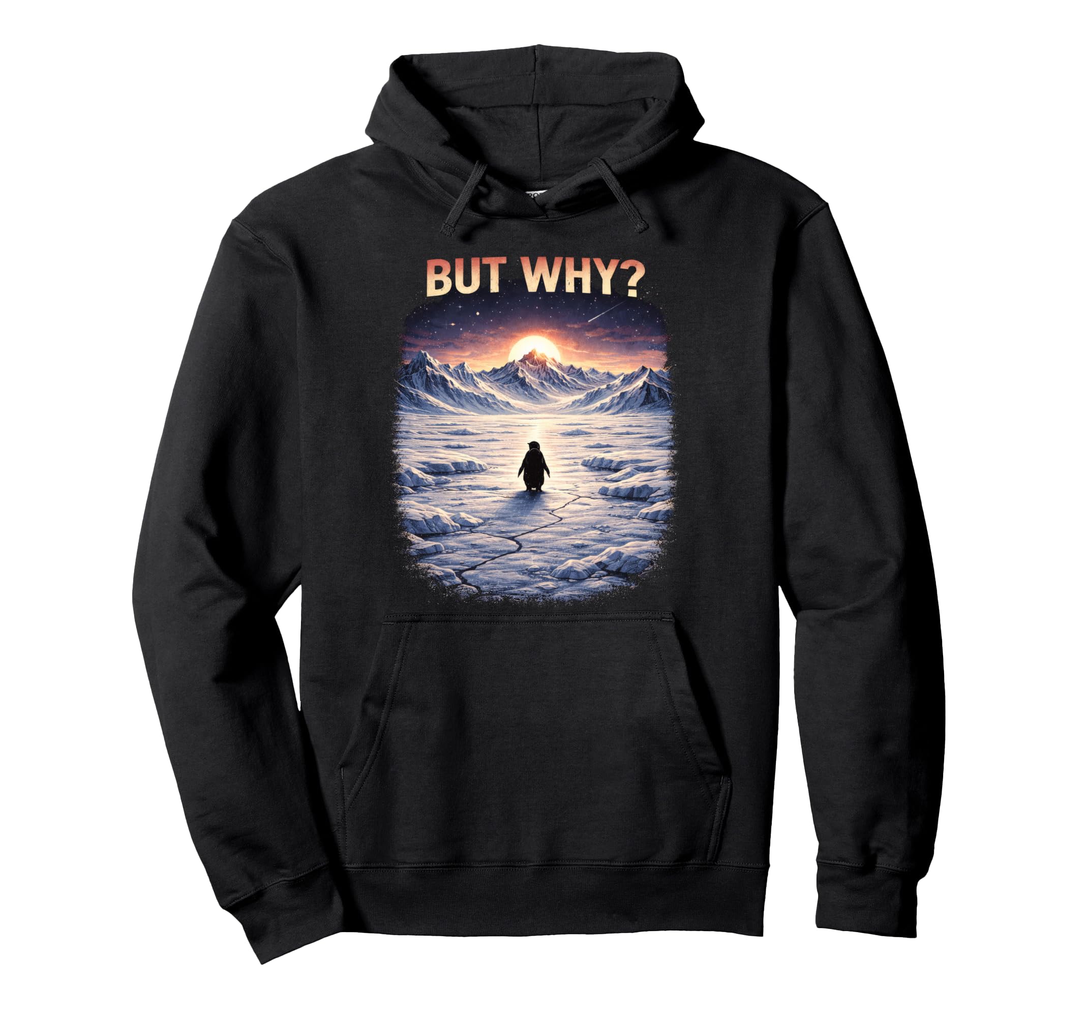 But Why Funny Nihilist Penguin Hoodie - Minimalist Print Men Women - T-Shirt, Sweatshirt, Hoodie