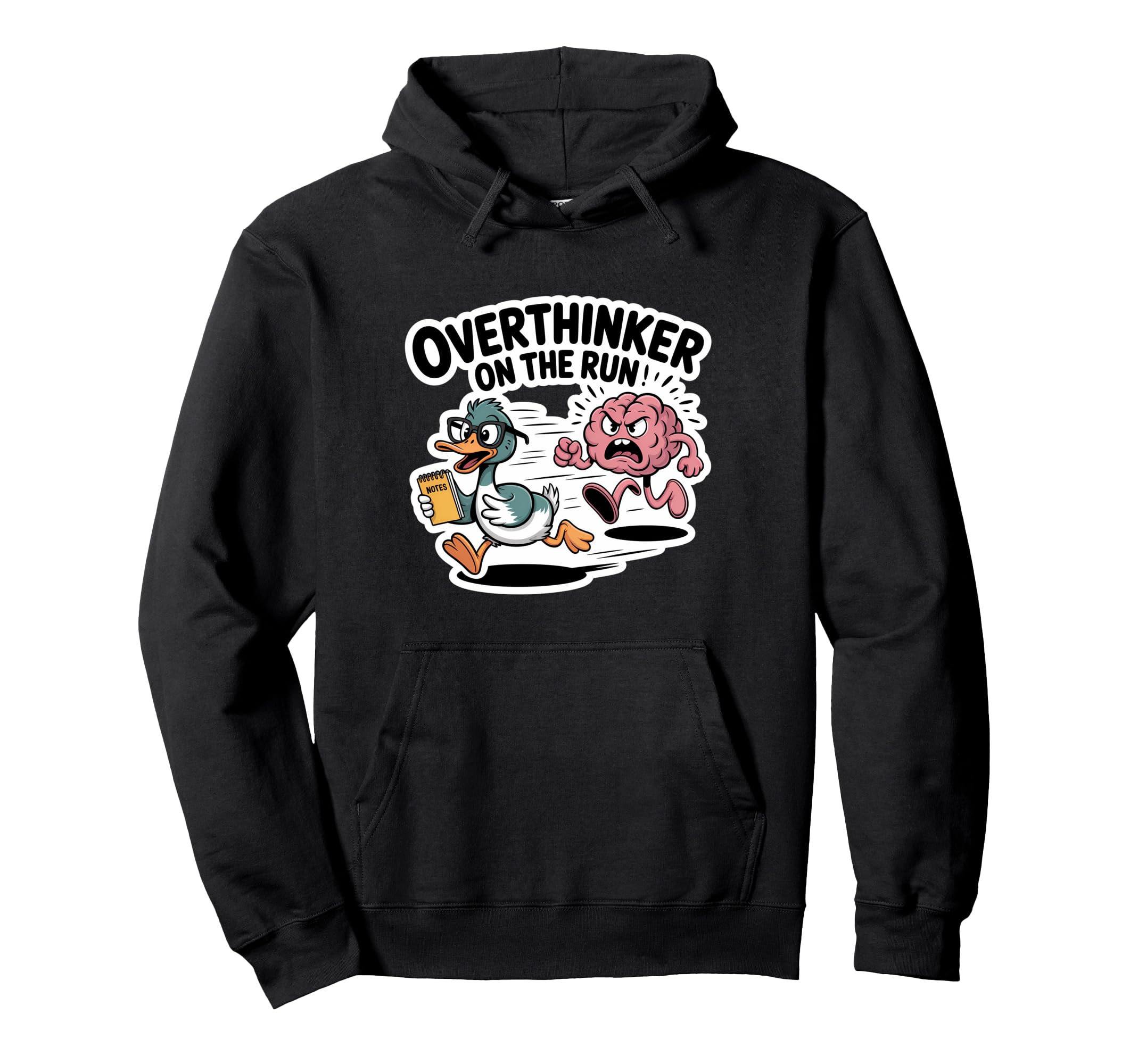 Overthinker Run Duck Hoodie - Custom Art Print Unisex - T-Shirt, Sweatshirt, Hoodie