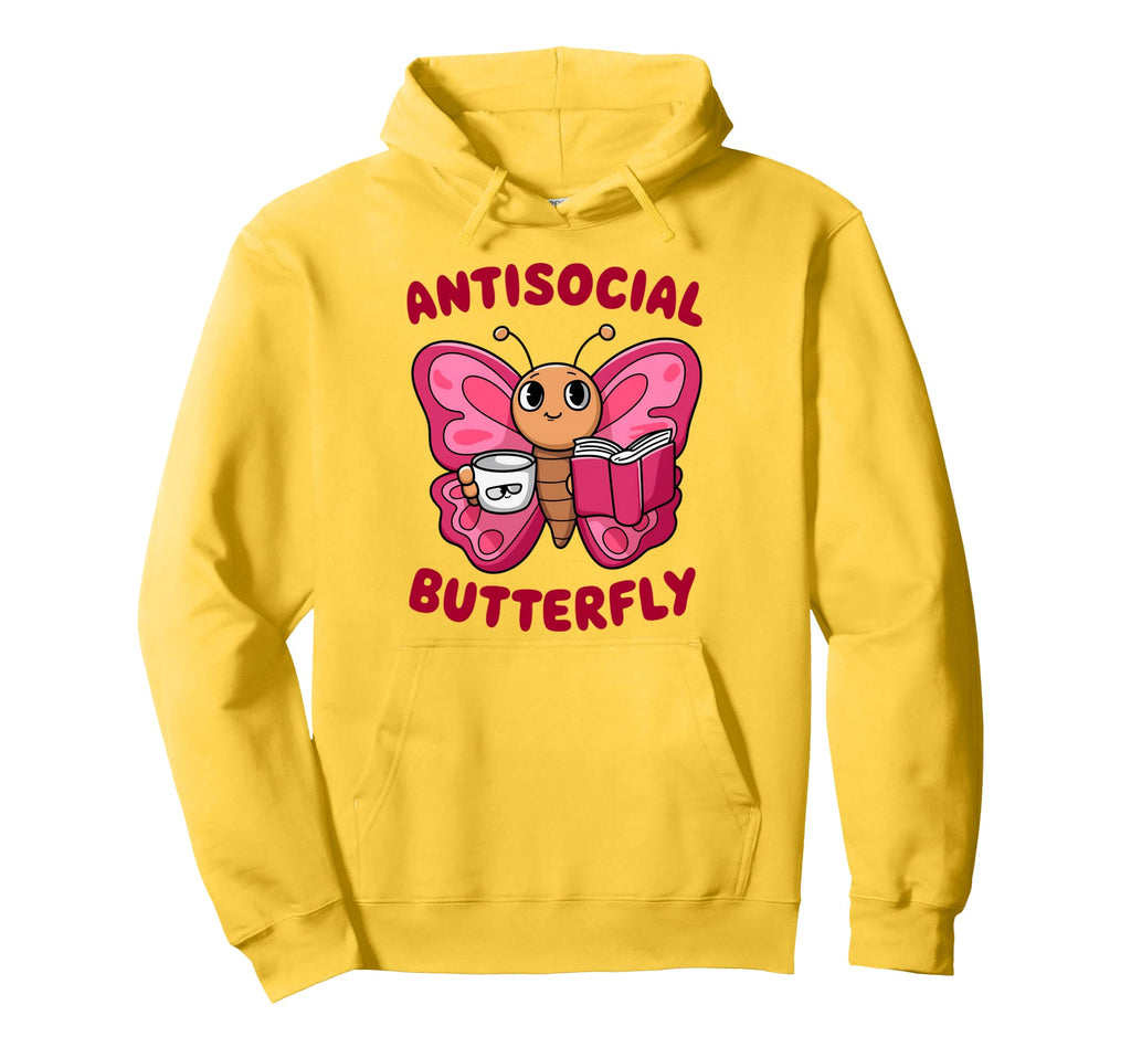 Groovy Anti Social Butterfly Ironic Funny Hoodie - Graphic Print Unisex - T-Shirt, Sweatshirt, Hoodie