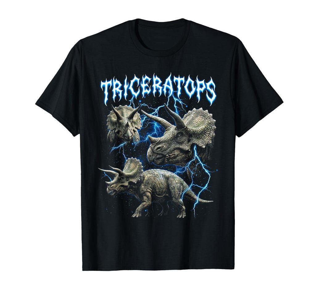 Triceratops 90S Heavy Metal Dinosaur T-Shirt - Streetwear Style Men Women - T-Shirt, Sweatshirt, Hoodie