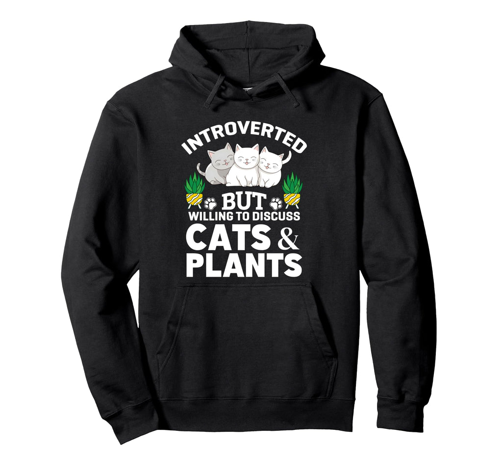 Introverted But Willing To Discuss Cats Hoodie - Trendy Graphic Men Women - T-Shirt, Sweatshirt, Hoodie