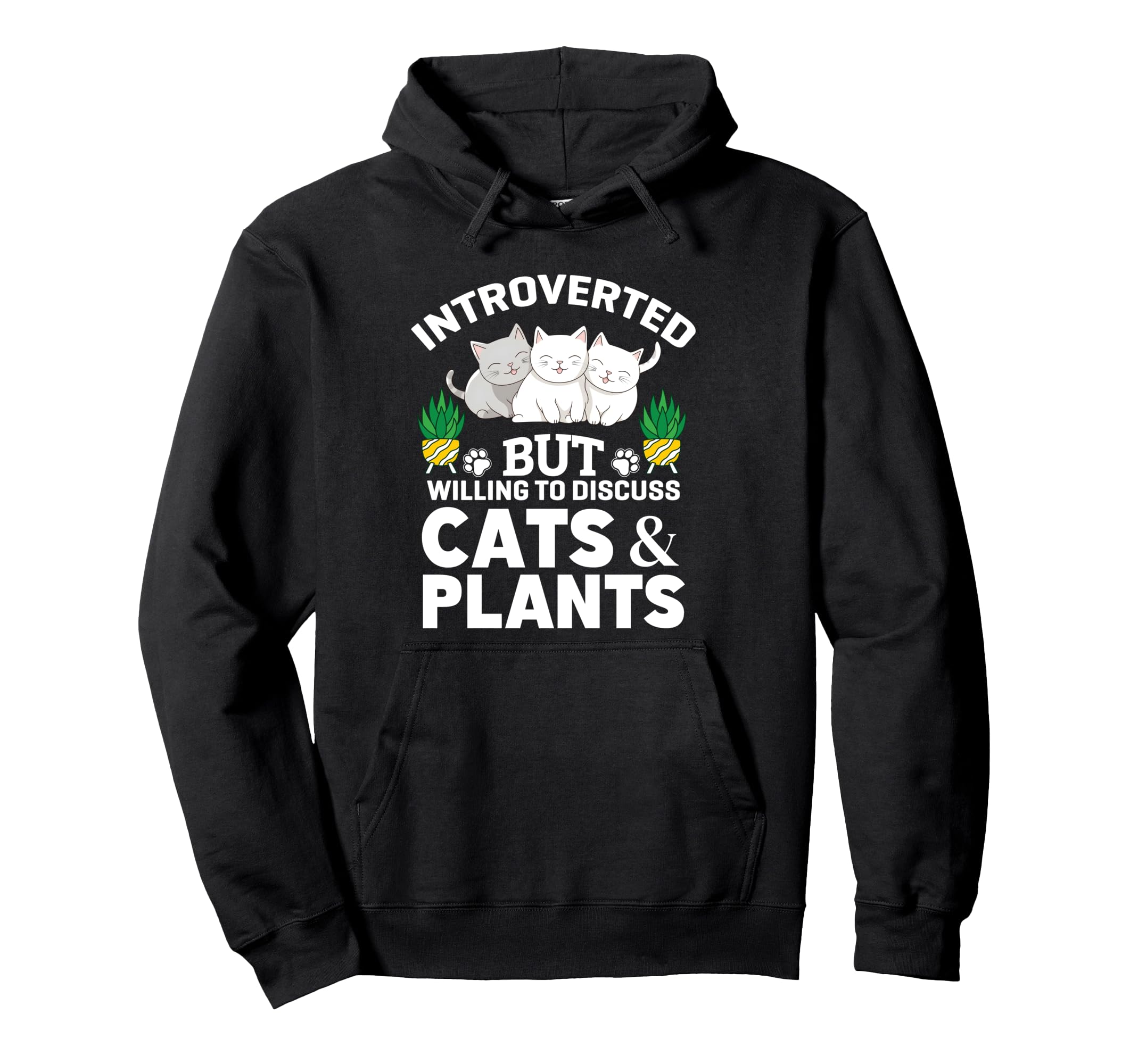 Introverted But Willing To Discuss Cats Hoodie - Trendy Graphic Men Women - T-Shirt, Sweatshirt, Hoodie