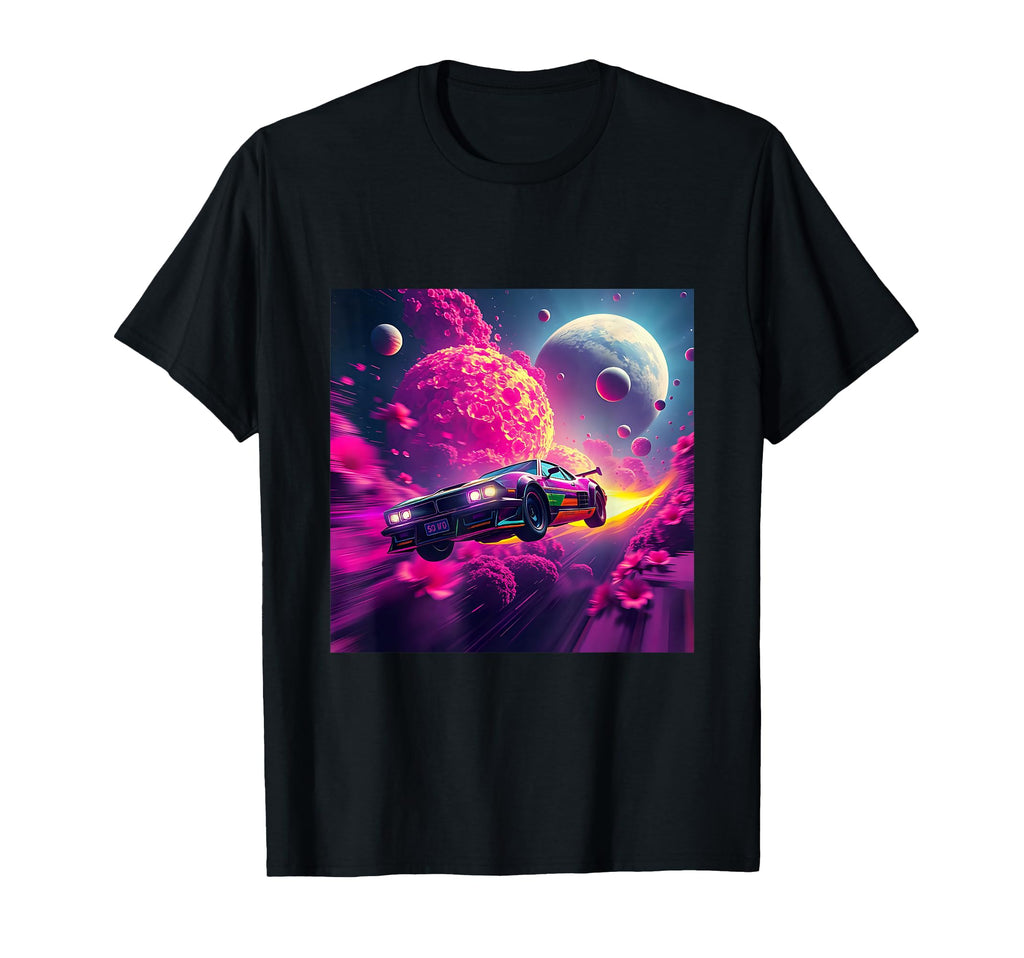 Futuristic Space Car 80S Synthwave T-Shirt - Trendy Graphic for Adults - T-Shirt, Sweatshirt, Hoodie