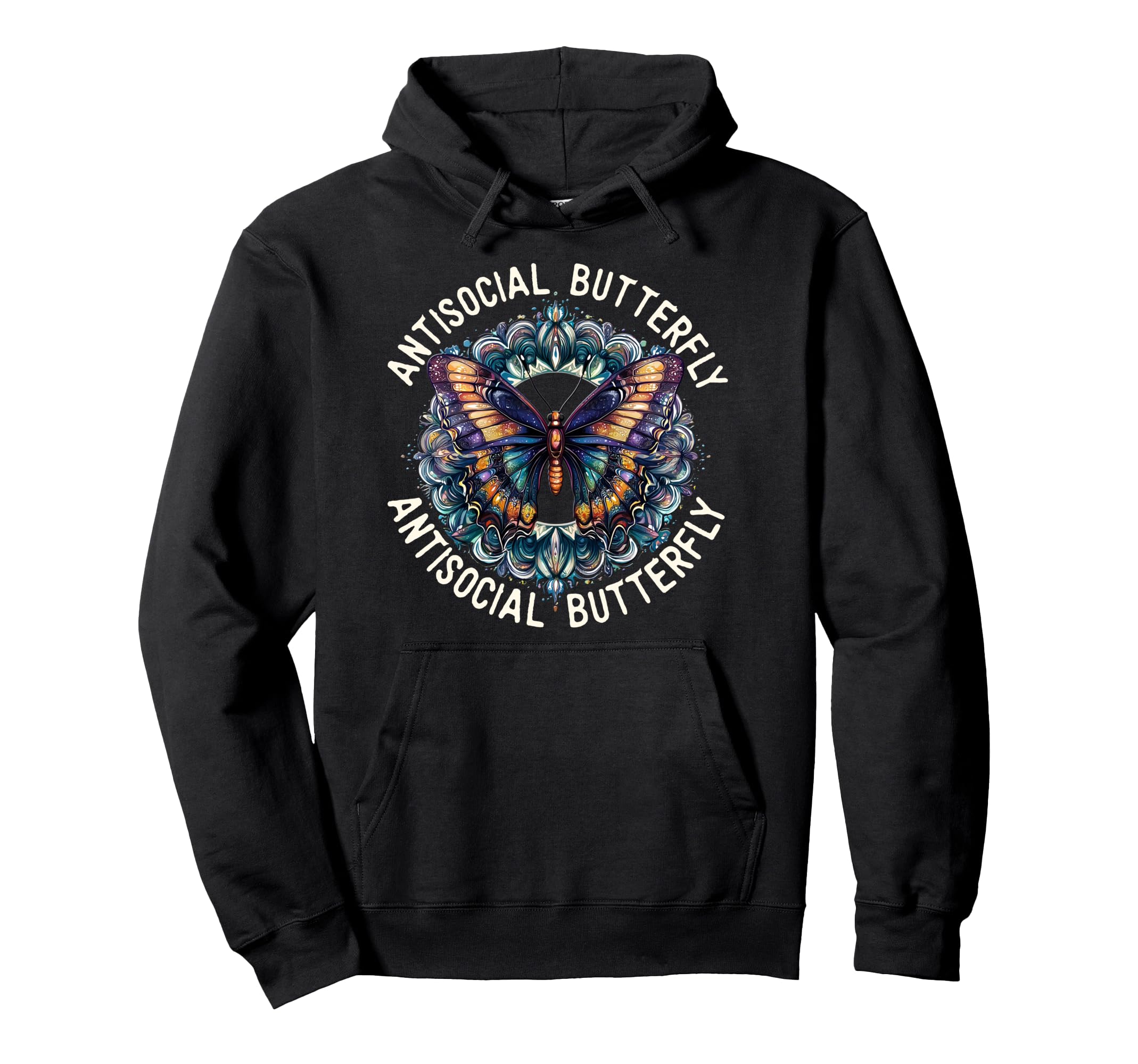 Antisocial Butterfly Hoodie - Custom Art Print Unisex - T-Shirt, Sweatshirt, Hoodie