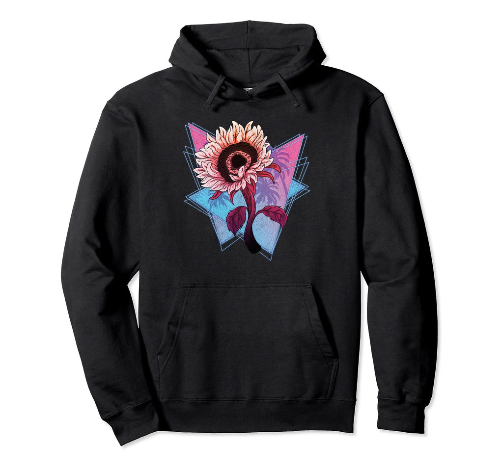 80S Synthwave Hippie Flower Blossoms Garden Hoodie - Graphic Print Unisex - T-Shirt, Sweatshirt, Hoodie