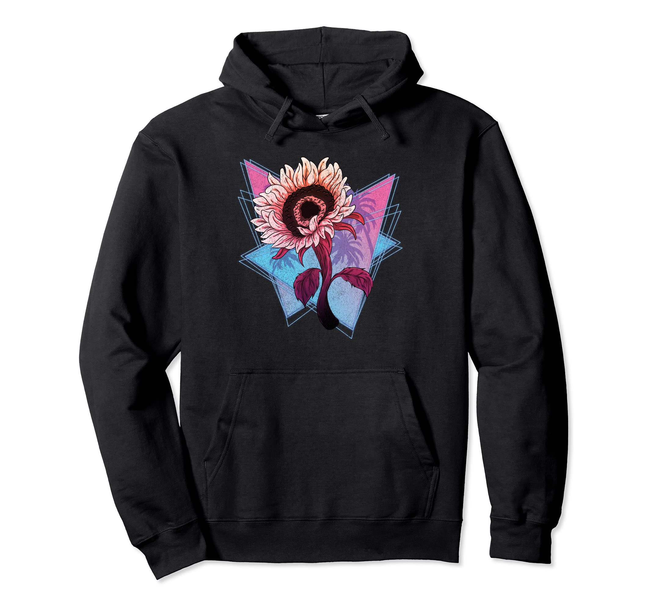 80S Synthwave Hippie Flower Blossoms Garden Hoodie - Graphic Print Unisex - T-Shirt, Sweatshirt, Hoodie