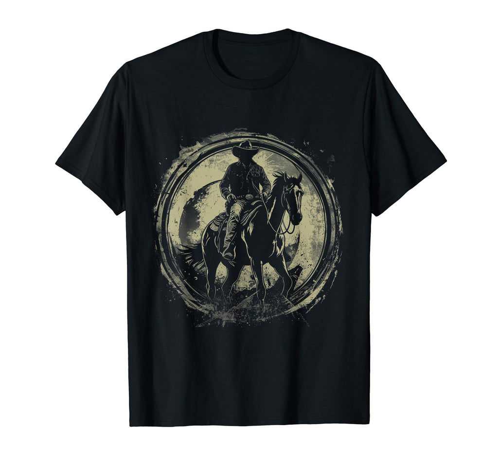 Rustic Cowboy Silhouette Western Horse T-Shirt - Graphic Print for Adults - T-Shirt, Sweatshirt, Hoodie