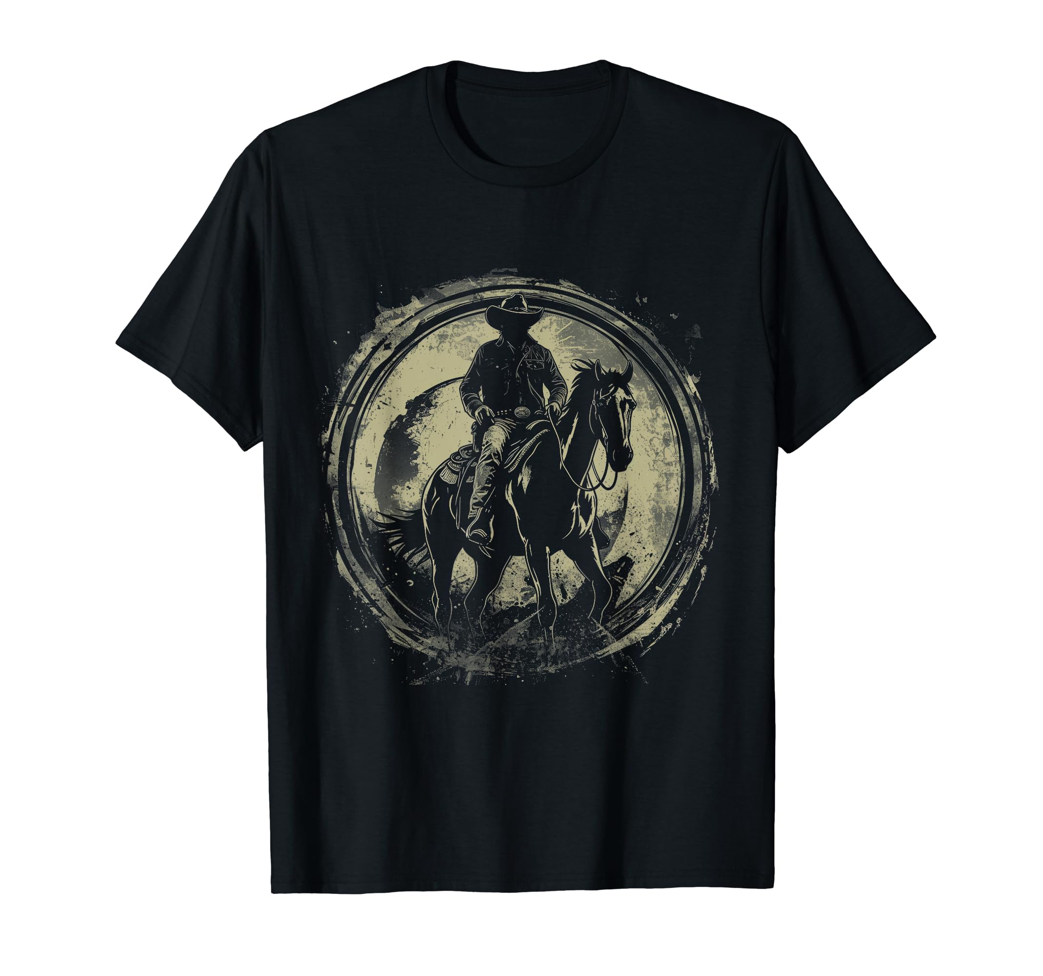 Rustic Cowboy Silhouette Western Horse T-Shirt - Graphic Print for Adults - T-Shirt, Sweatshirt, Hoodie
