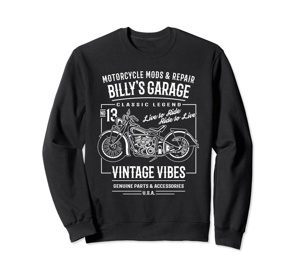 Billys Garage Motorcycle Name Billy Sweatshirt - Custom Art Print Unisex - T-Shirt, Sweatshirt, Hoodie