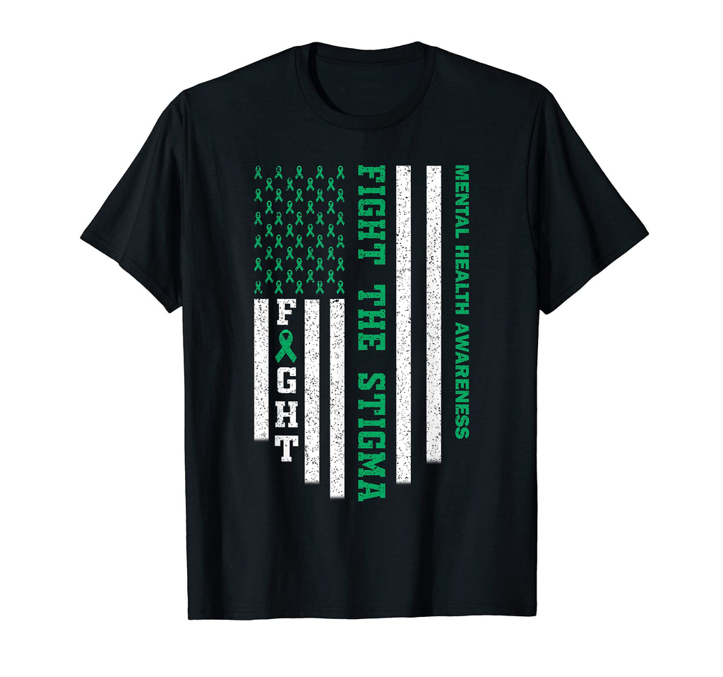 Fight Stigma Usa Flag Ribbon Mental T-Shirt - Trendy Graphic for Adults - T-Shirt, Sweatshirt, Hoodie