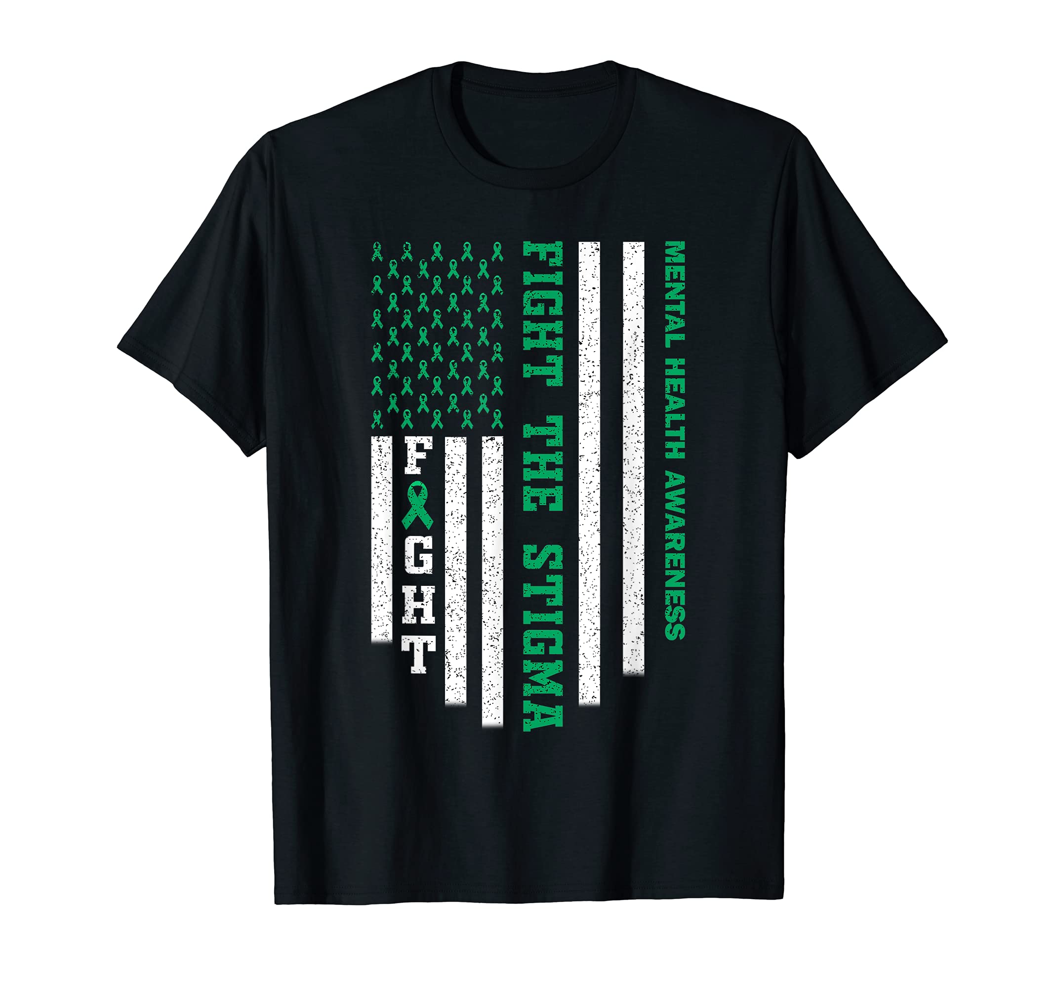 Fight Stigma Usa Flag Ribbon Mental T-Shirt - Trendy Graphic for Adults - T-Shirt, Sweatshirt, Hoodie