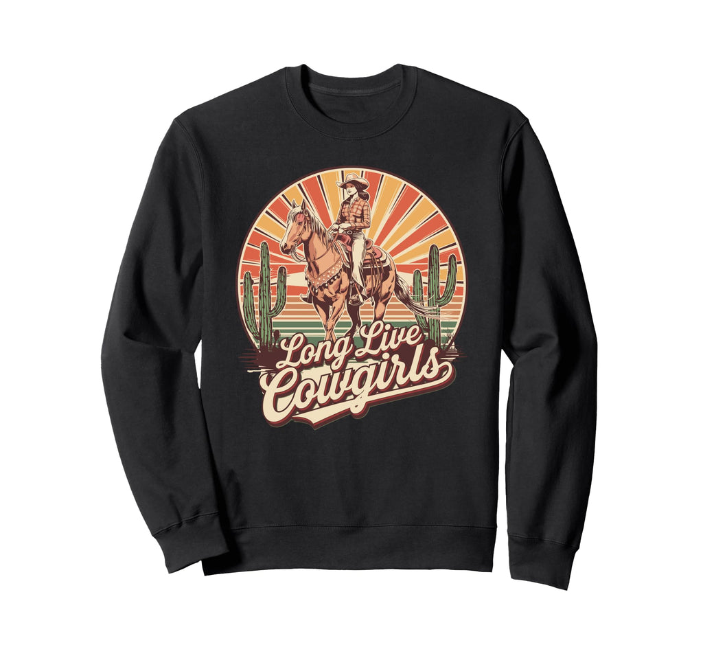 Riding Cowgirl Sunset Horse Cactus Sweatshirt - Custom Art Print Unisex - T-Shirt, Sweatshirt, Hoodie