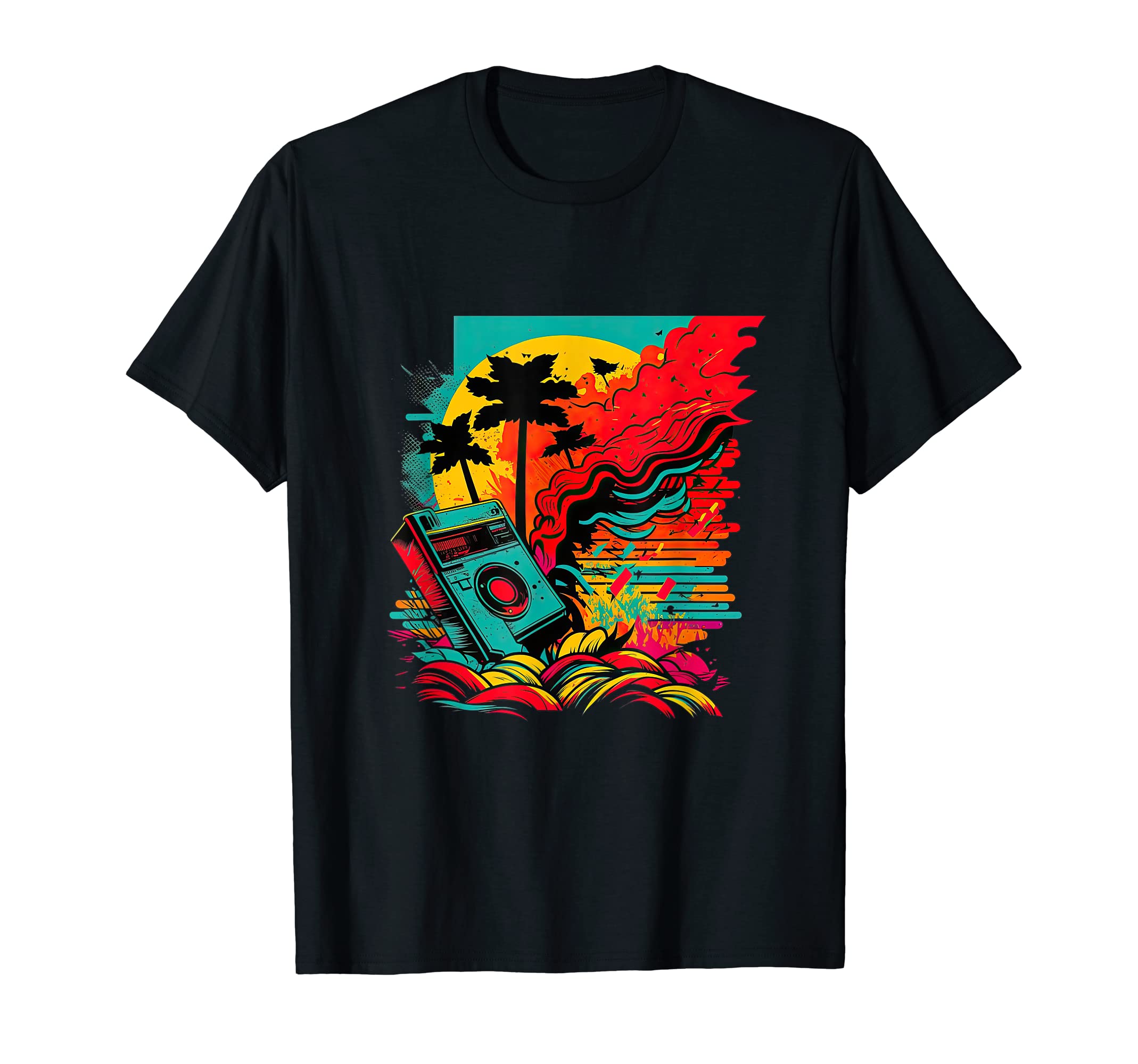 Neon 80S Island Vibe T-Shirt - Custom Art Print Unisex - T-Shirt, Sweatshirt, Hoodie