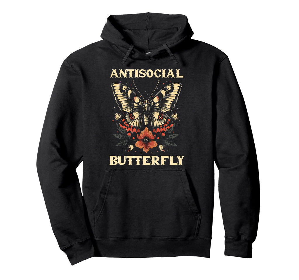 Antisocial Butterfly Hoodie - Graphic Print Unisex - T-Shirt, Sweatshirt, Hoodie