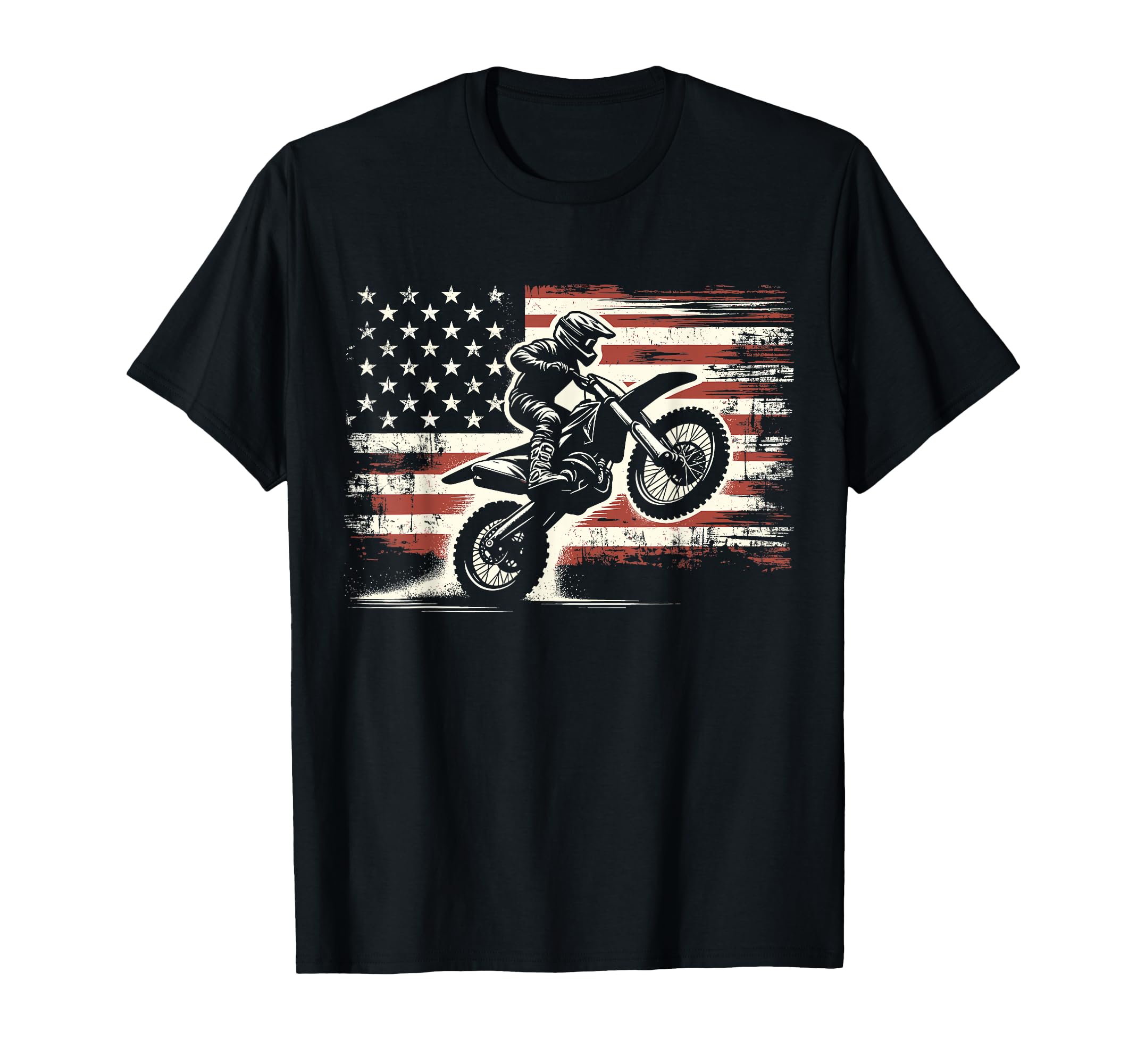 Dirt Bike American Flag Motocross T-Shirt - Novelty Apparel for Adults - T-Shirt, Sweatshirt, Hoodie
