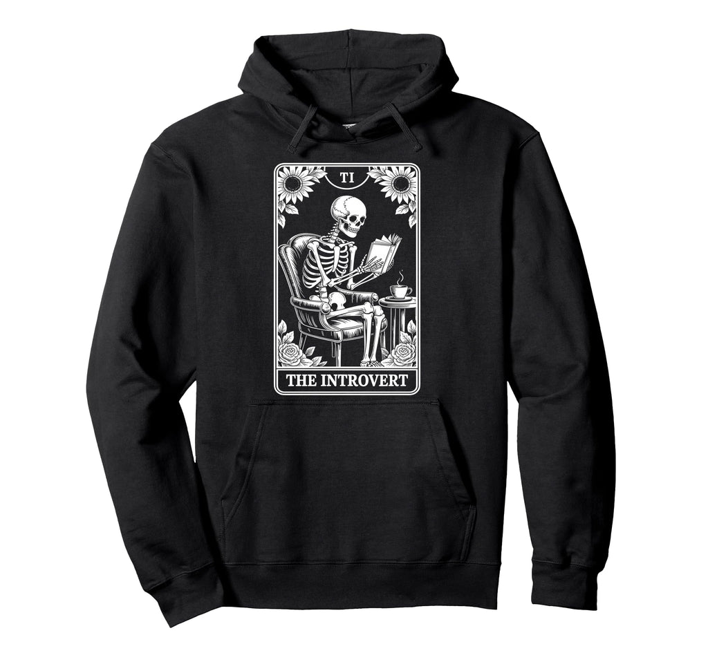 Introvert Tarot Indoorsy Antisocial Hoodie - Minimalist Print Unisex - T-Shirt, Sweatshirt, Hoodie