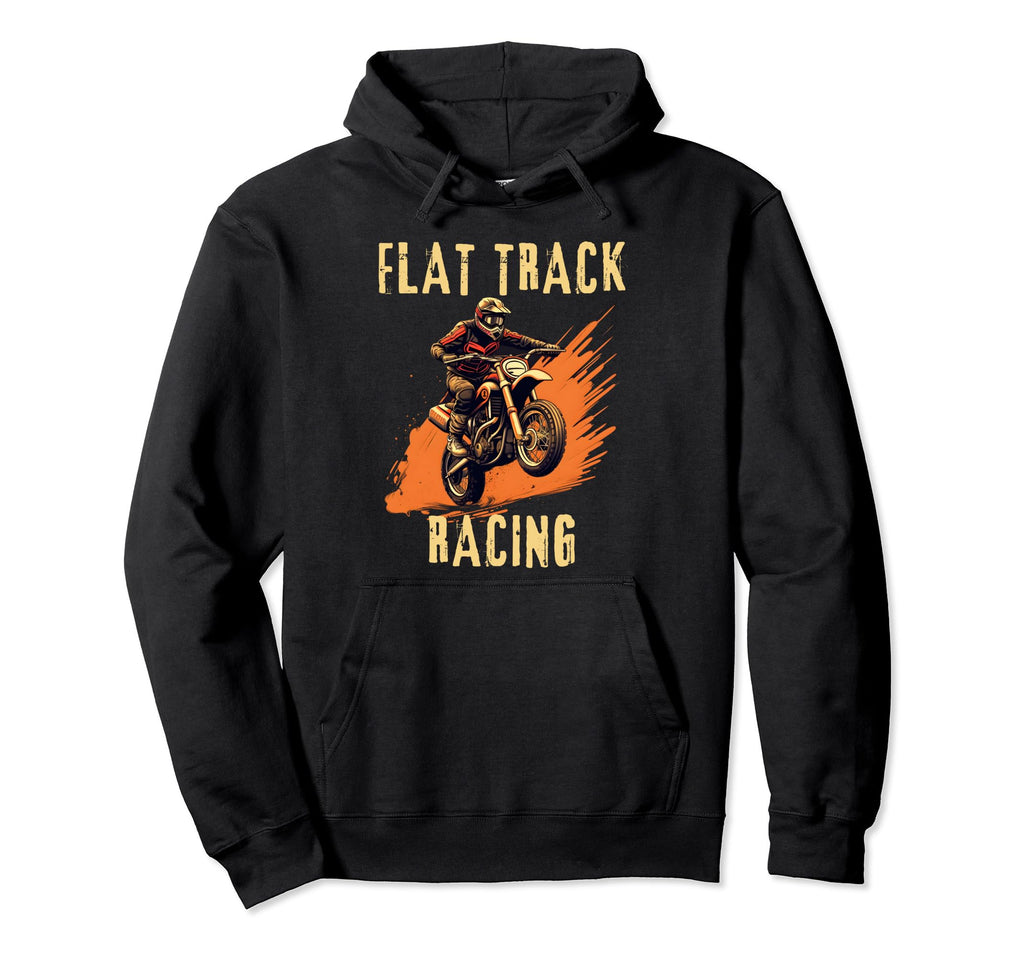 Flat Track Motorcycle Racing American Flag Hoodie - Graphic Print Unisex - T-Shirt, Sweatshirt, Hoodie
