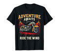 Adventure Awaits Ride Wind Motorcycle T-Shirt - Custom Art Print Men Women - T-Shirt, Sweatshirt, Hoodie