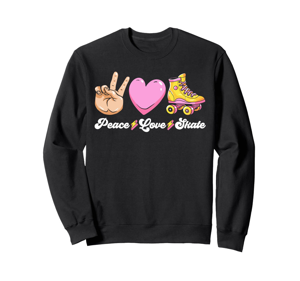 Roller Skating Skate Heart Peace Sweatshirt - Fun Novelty Design Men Women - T-Shirt, Sweatshirt, Hoodie