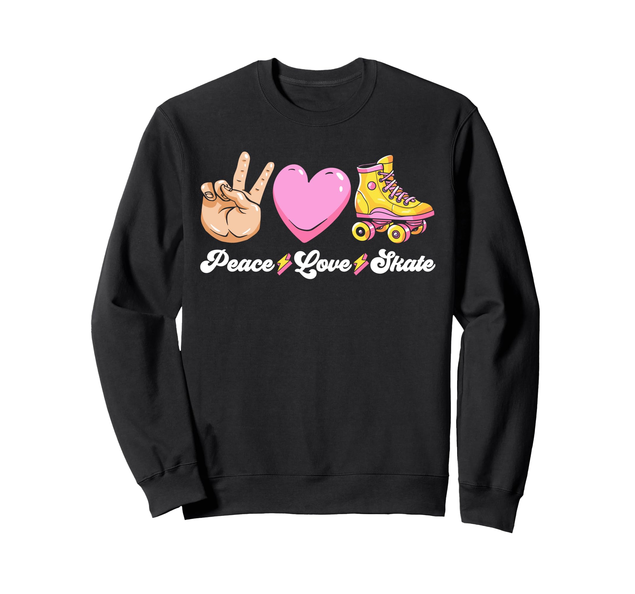 Roller Skating Skate Heart Peace Sweatshirt - Fun Novelty Design Men Women - T-Shirt, Sweatshirt, Hoodie
