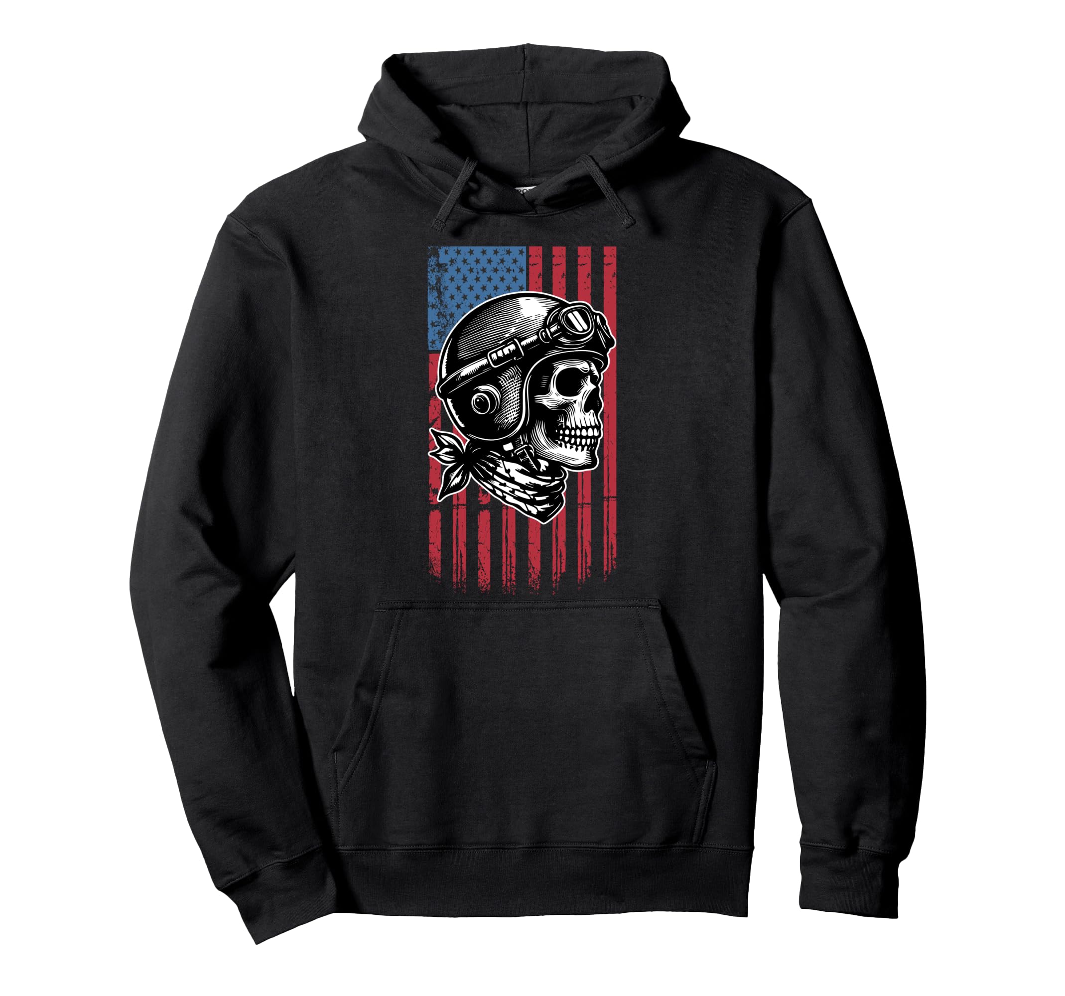 Us Flag American Motorcycle Biker Hoodie - Trendy Graphic Unisex - T-Shirt, Sweatshirt, Hoodie