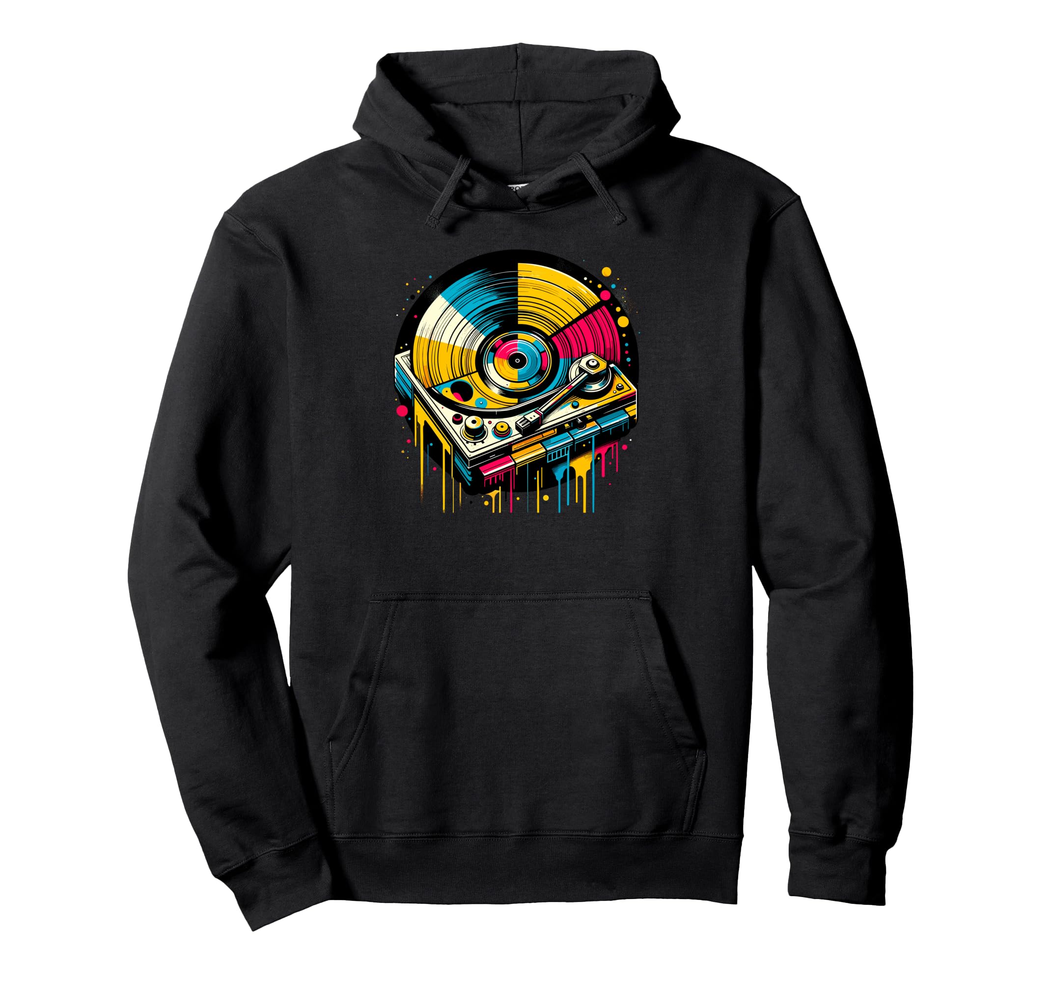 Vinyl Record Player Music Hoodie - Unique Graphic for Adults - T-Shirt, Sweatshirt, Hoodie