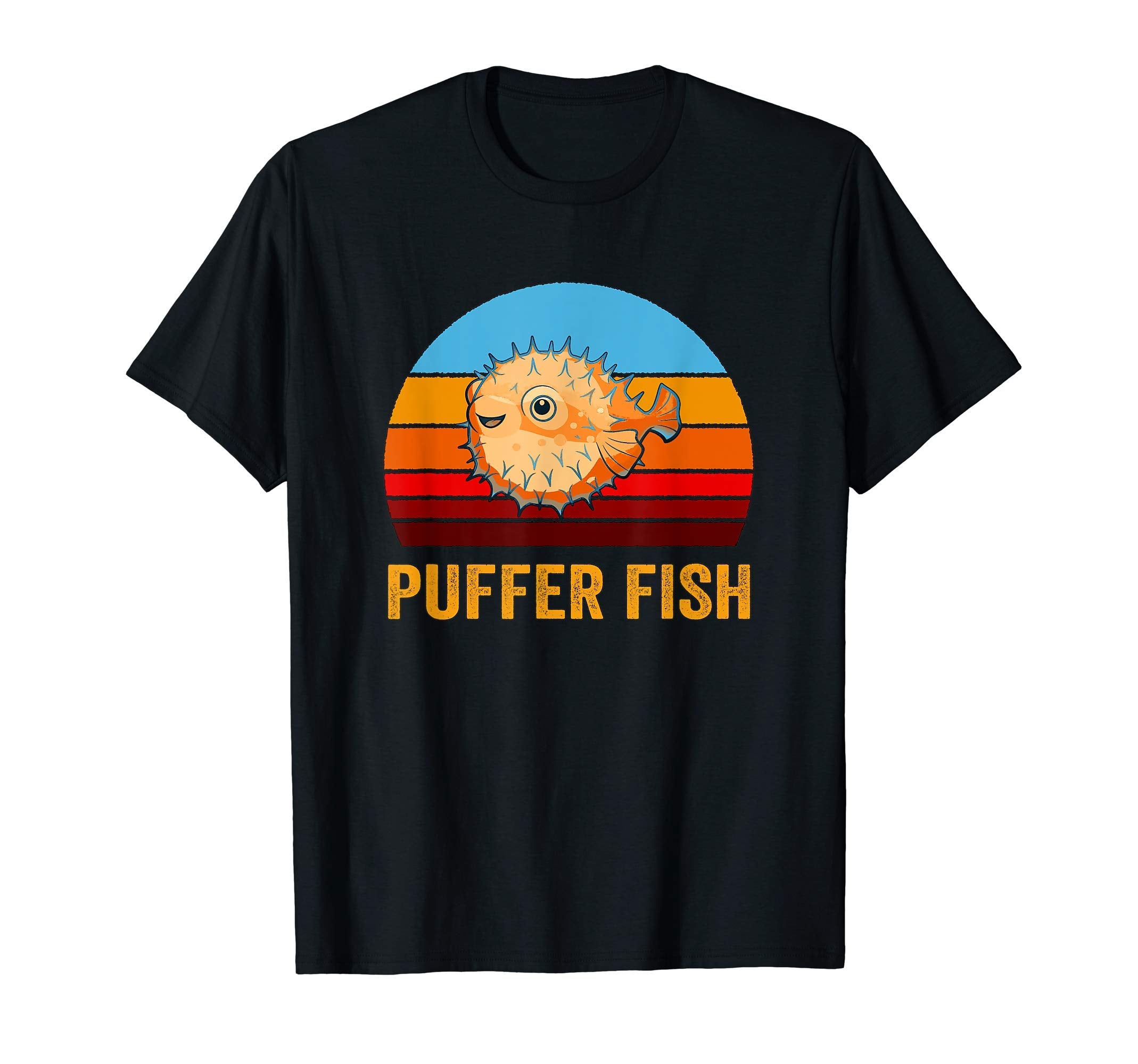 Sunset Puffer Fish T-Shirt - Custom Art Print Men Women - T-Shirt, Sweatshirt, Hoodie